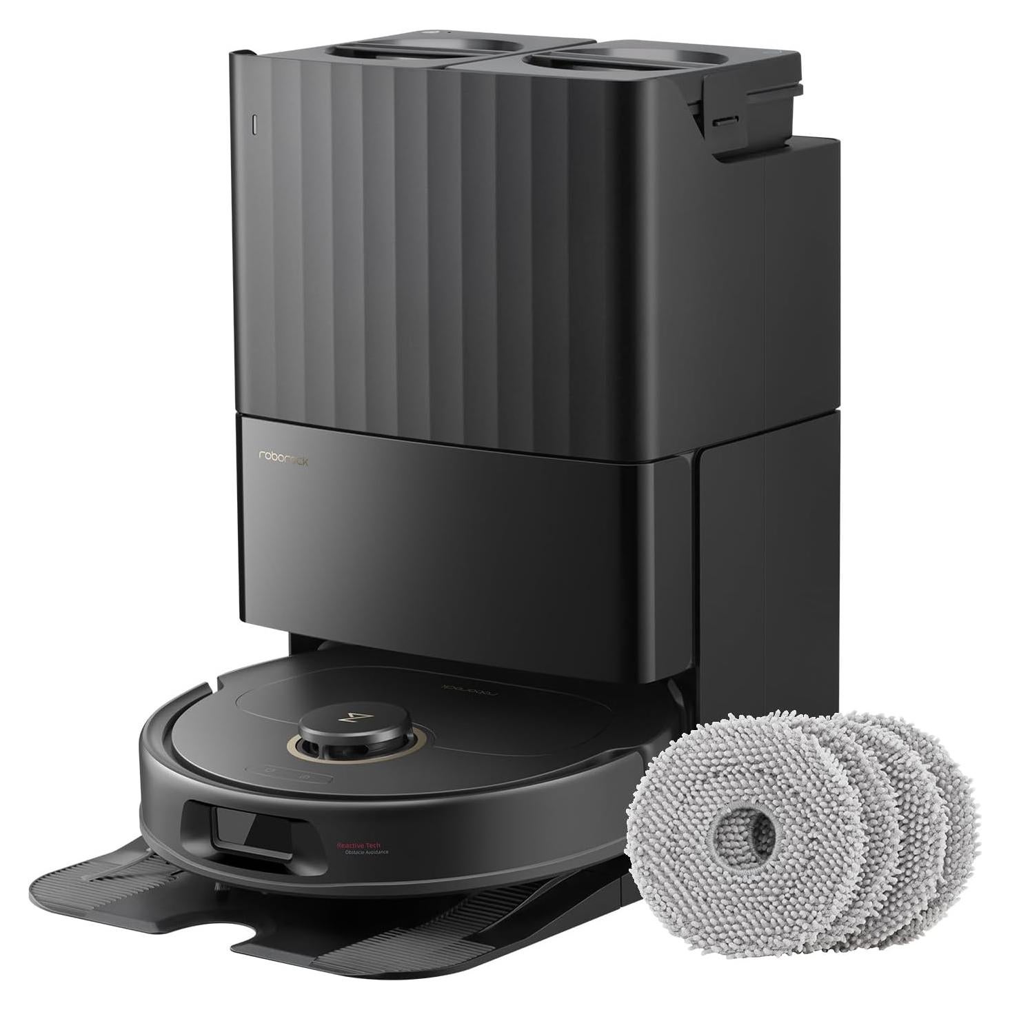 roborock Qrevo S5V Robot Vacuum Cleaner with 4 Pack Microfiber Mop Cloths Bundle