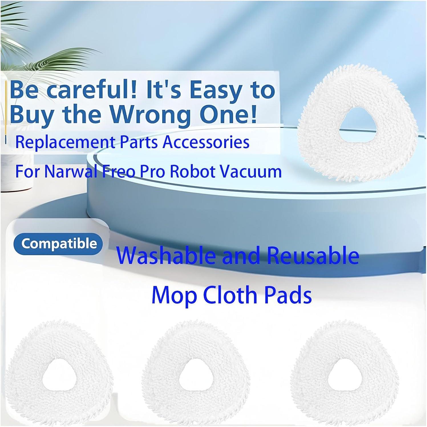 Kit de Accesorios para Aspiradora Robot Narwal Freo Pro - 1 Cepillo Principal, 4 Paños de Mopa, 4 Cepillos Laterales, 2 Filtros Hepa, 2 Bolsas de Polvo