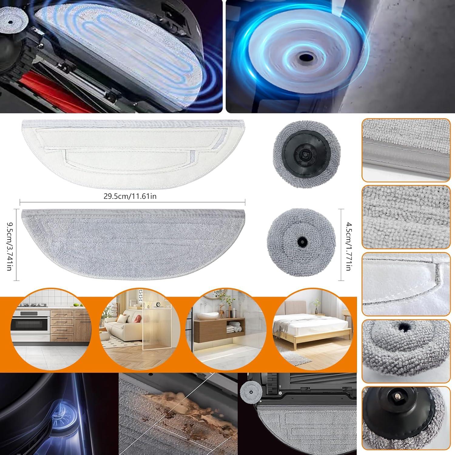 Yivy 30PCS Replacement Parts for Roborock S8 Maxv Ultra /S8 Max Ultra Vacuum Cleaner : 2 Main Brushes, 6 Side Brushes, 4 HEPA Filters, 4+4 Wipes, 6 Dust Bags(Note: NOT FITS for S8 Pro Ultra)