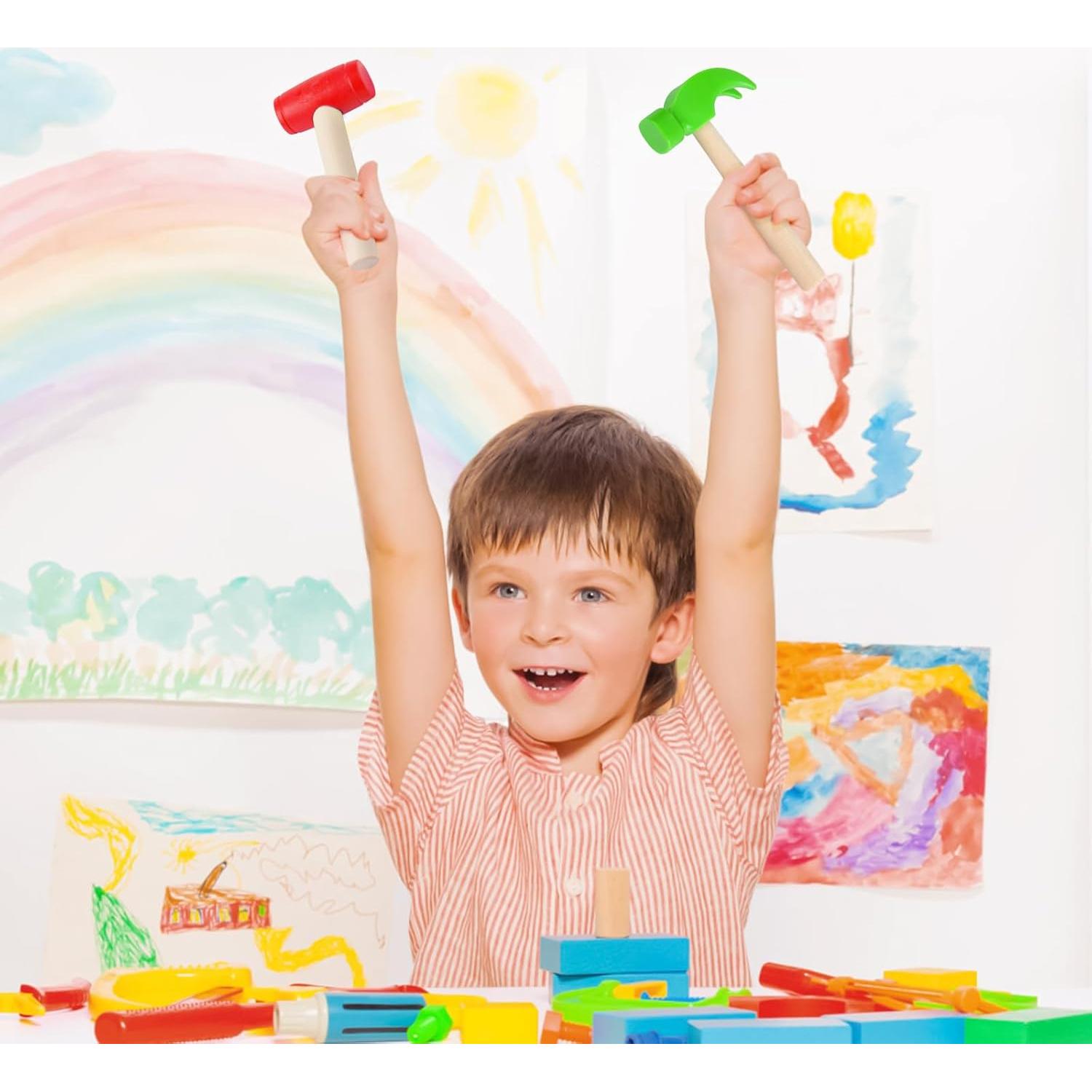 Juego de 2 Martillos de Madera y Plástico para Niños