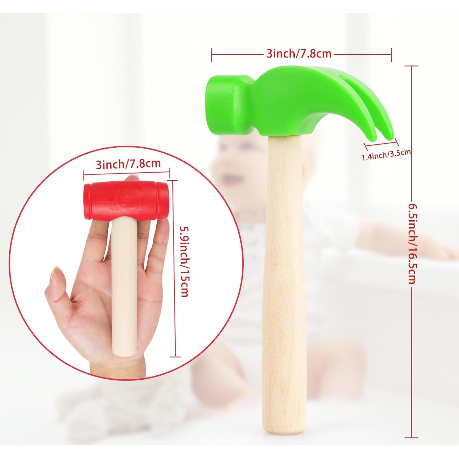 Juego de 2 Martillos de Madera y Plástico para Niños