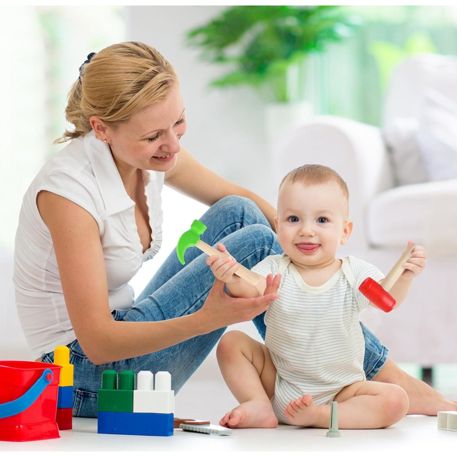 Juego de 2 Martillos de Madera y Plástico para Niños