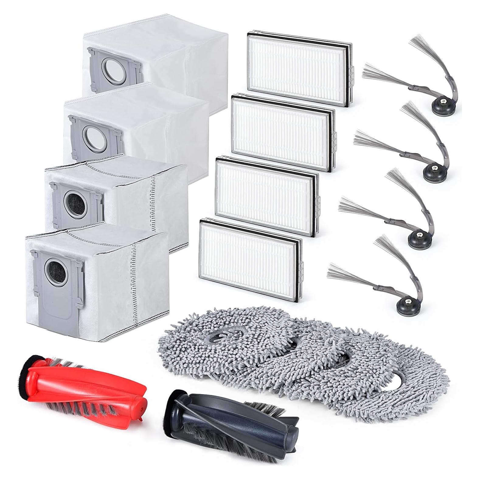 Kit de Accesorios para Aspiradora Robot Roborock Saros 10R - 2 Rodillos, 4 Cepillos Laterales, 4 Filtros HEPA, 4 Paños de Mopa