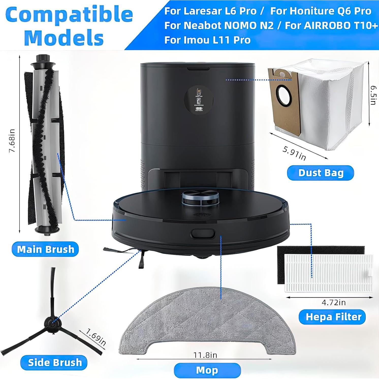 Kit de Repuestos HUIZHEN para Aspiradoras Robot 2 Cepillos 4 Filtros