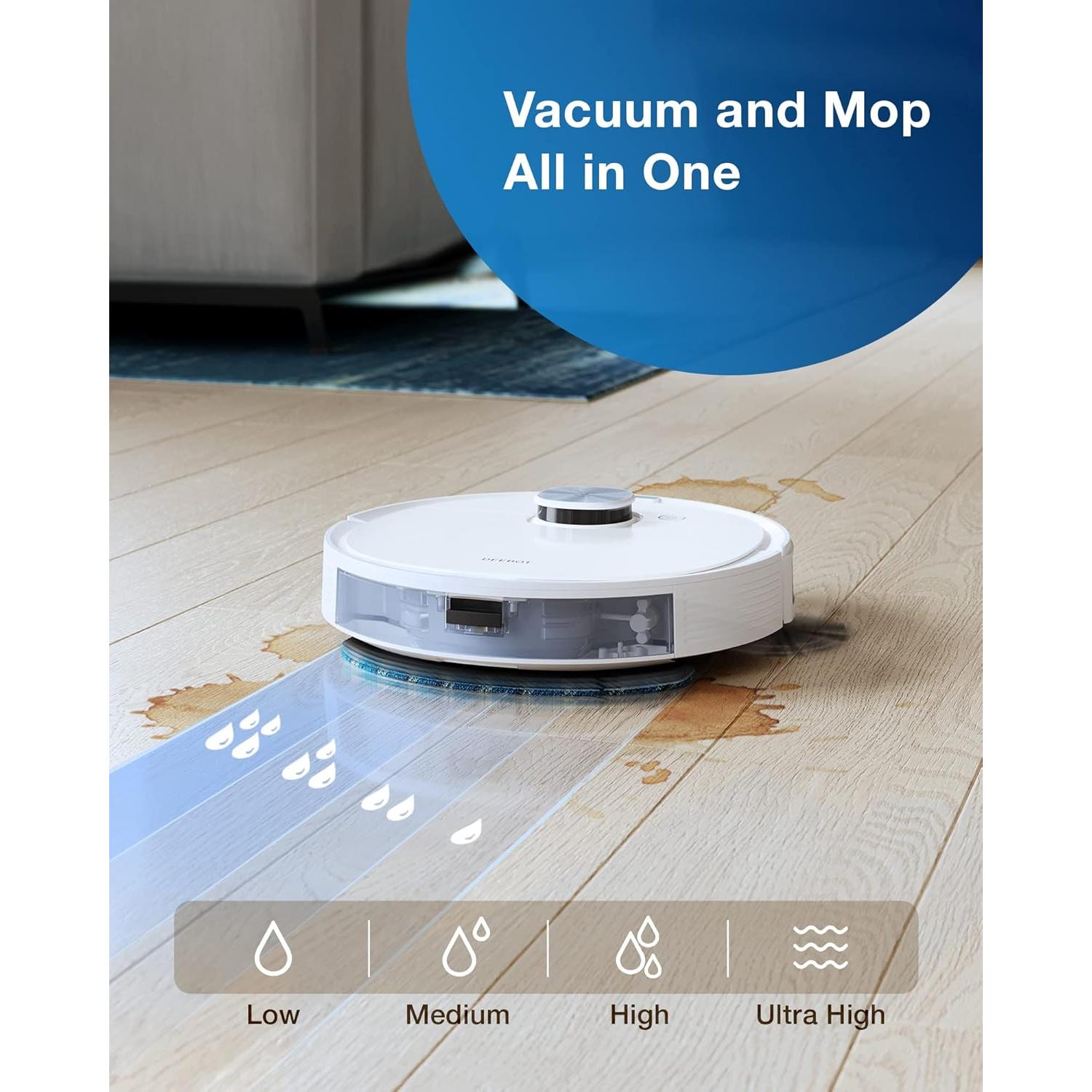 ECOVACS DEEBOT N10 PLUS Robot Vacuum and Mop Combo with Auto-Empty Station, Hands-Free Cleaning for 60 Days, 3800Pa Suction, 330mins Max Run-time, Precision Mapping with Lidar & dToF Sensors, White
