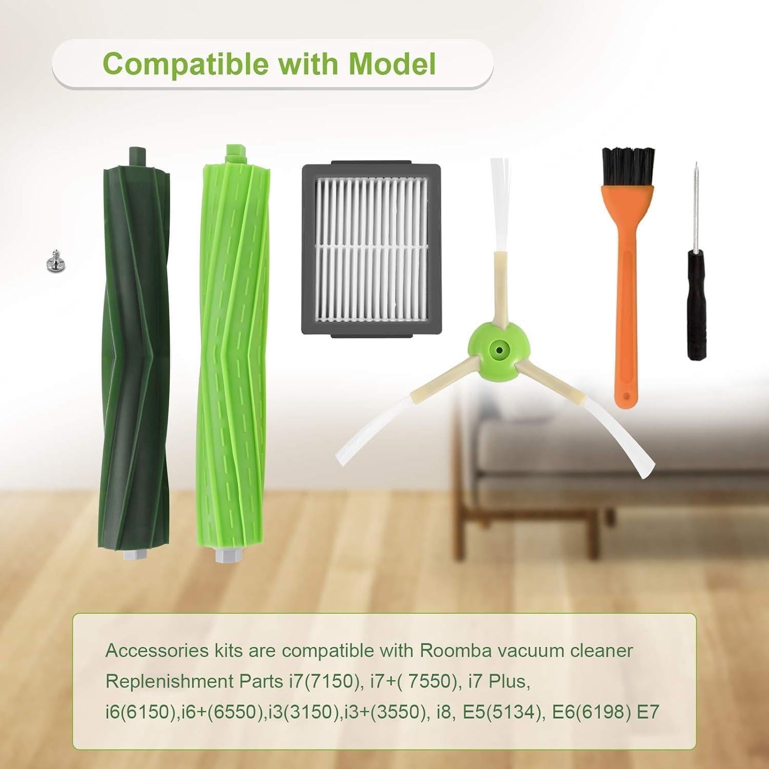 Kit de Repuestos Dhoua para Aspiradora iRobot Roomba j7 j7+ E5 E6 E7 i7 i3 i4 - 19 Piezas