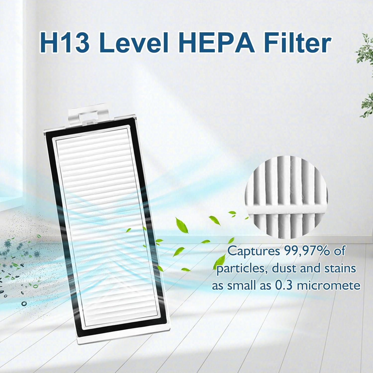 Repuestos Roborock Q8 Max+ / Q5 Pro - 1 Cepillo Principal, 2 Filtros HEPA, 4 Cepillos Laterales