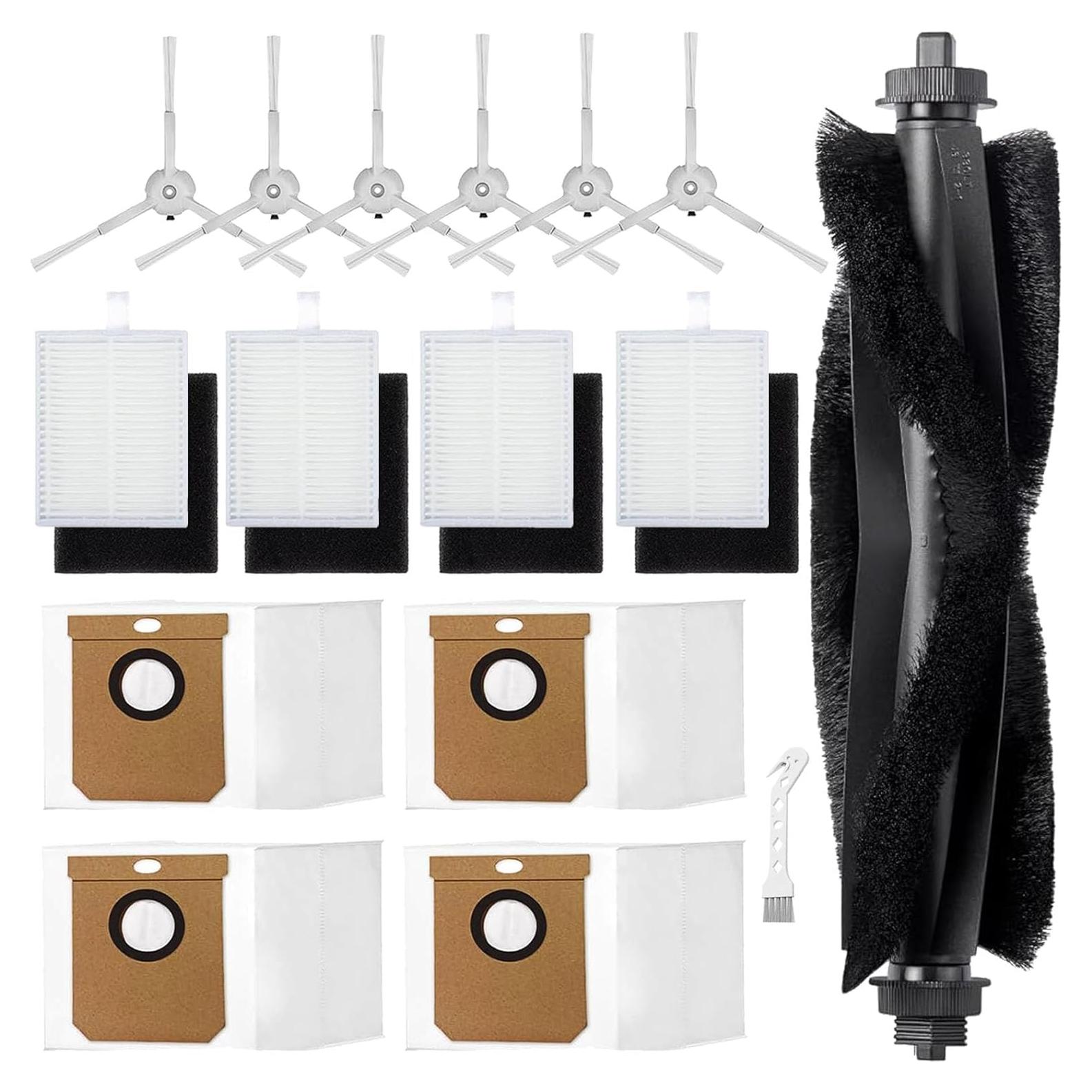 L60 SES Replacement Parts Kits Compatible with L60 SES/ L60/ L60 Hybrid/ L50/ L50 SES Series Robot Vacuum Cleaner,1 Roller Brush,4 Dust Bags,4 Filters,6 Side Brushes,16 PACK