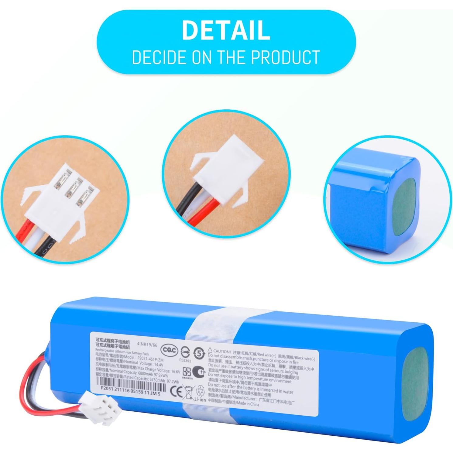 Batería de Reemplazo 6800mAh 14.4V para HONITURE Q6 Aspiradora