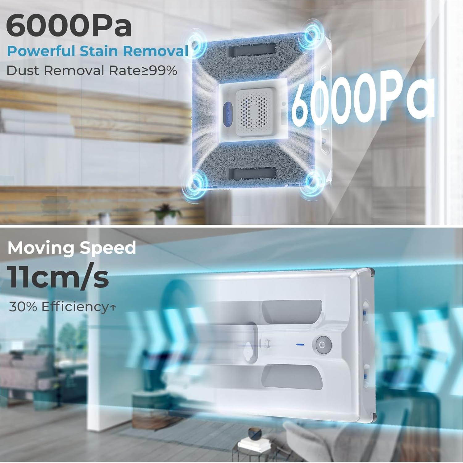 Robot Limpiador de Ventanas HUTT A1, 6000Pa, 150ml, 2024