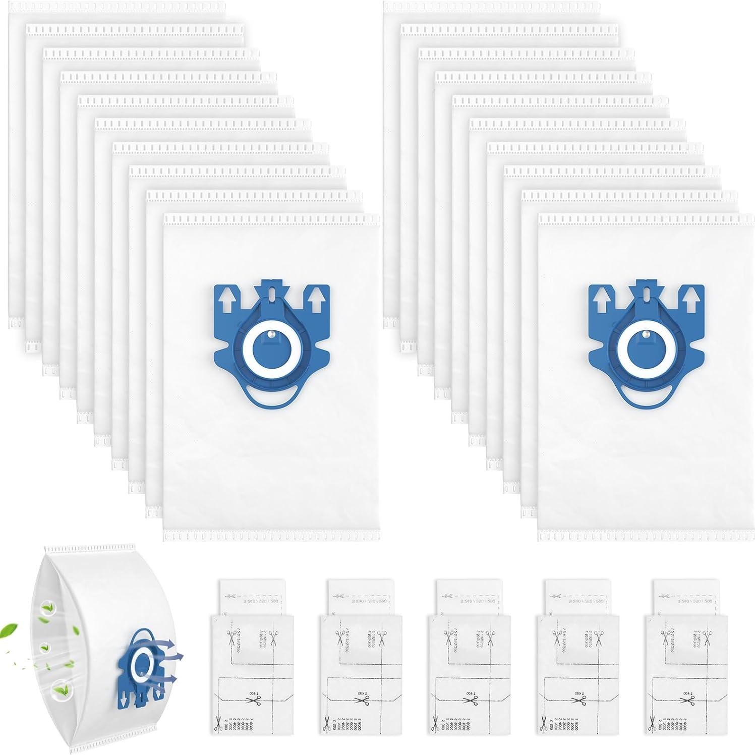 20 Bolsas de Aire 3D Ecleanfy para Aspiradoras Miele GN