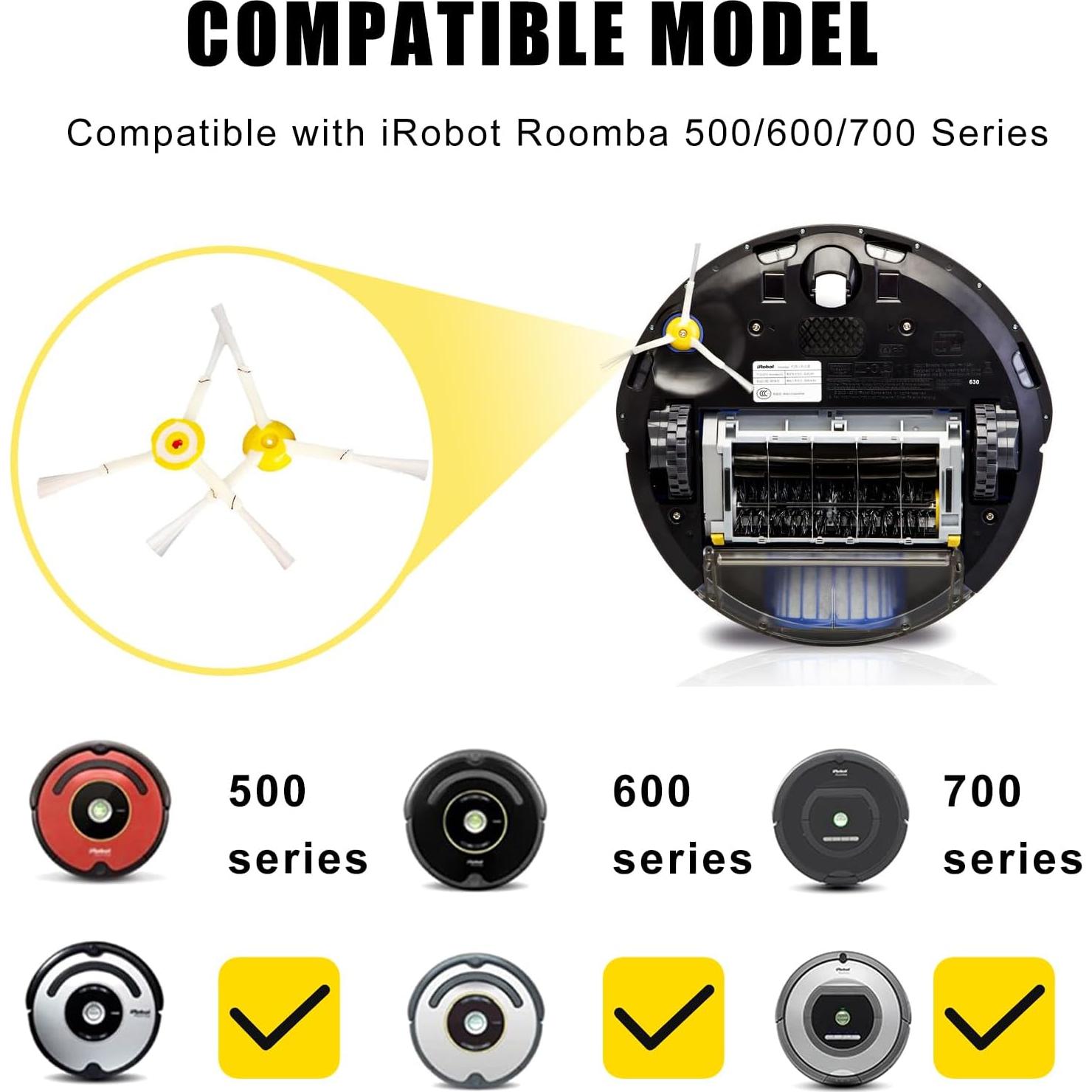 INF Replacement Side Brush Compatible with iRobot Roomba 500/600/700 Series 3-Pack