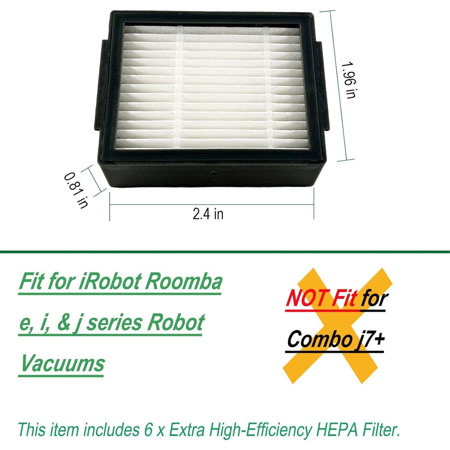Kit de Filtros HEPA Dttery para Aspiradoras iRobot Roomba - 6 Piezas