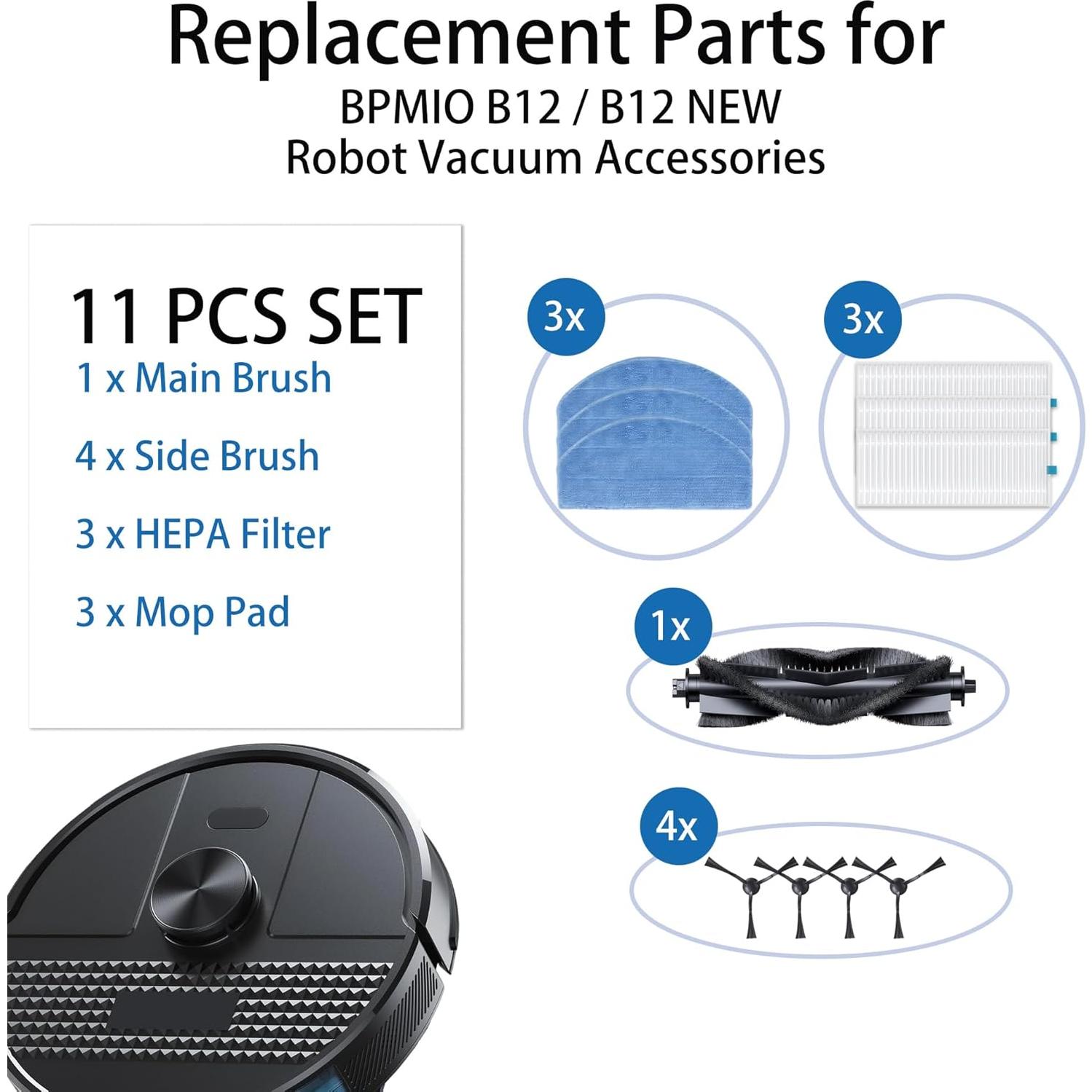 Accesorios de Repuesto FZCSZJFR para Aspiradora Robot BPMIO B12