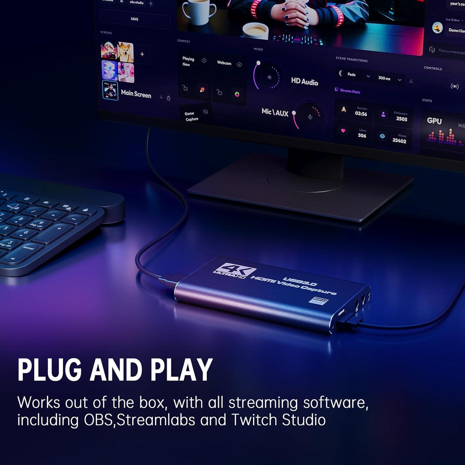 Tarjeta de Captura HDMI 4K Bytebridges Full HD 1080P 60FPS