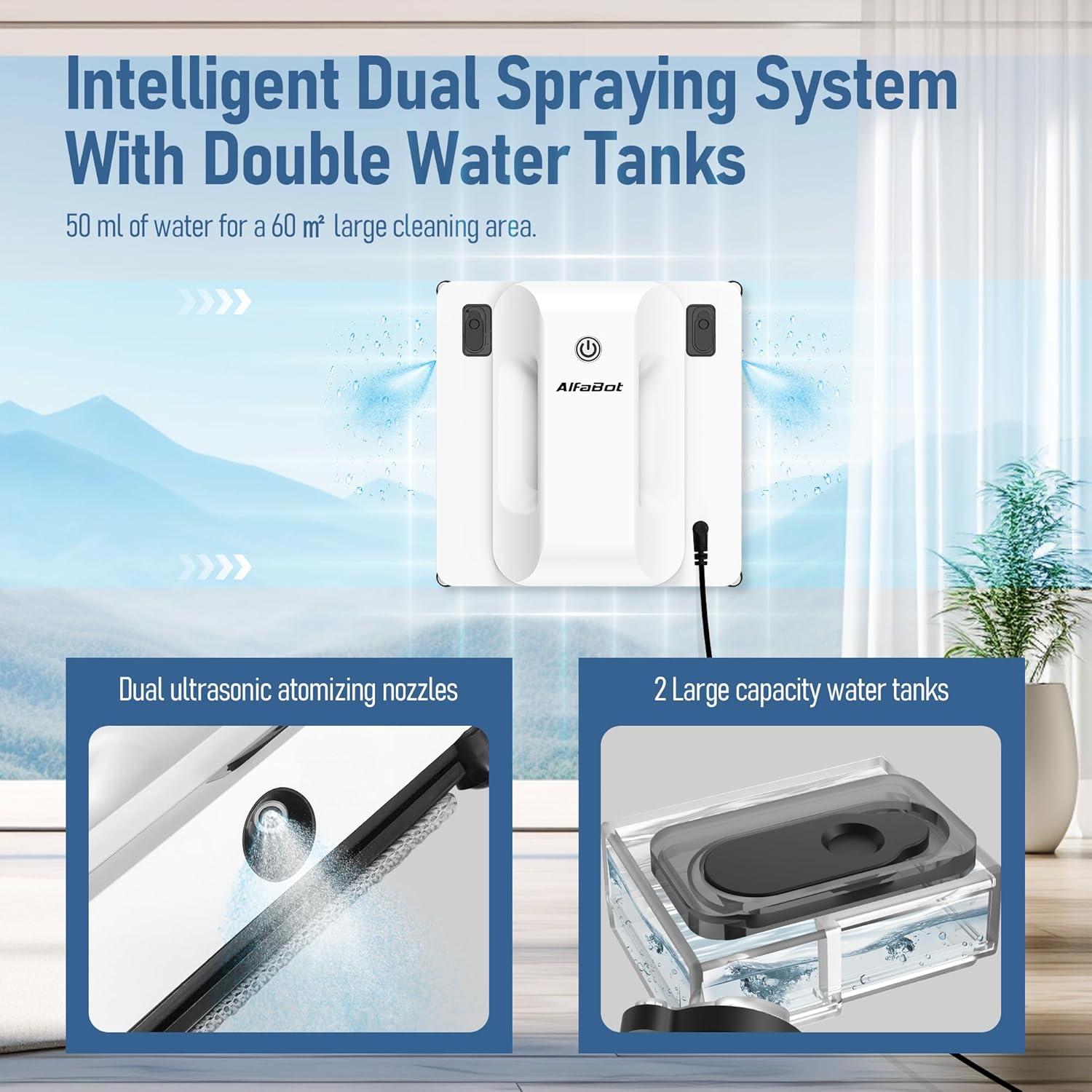 Robot Limpiador de Ventanas AlfaBot GLS400-3A 3800Pa Blanco