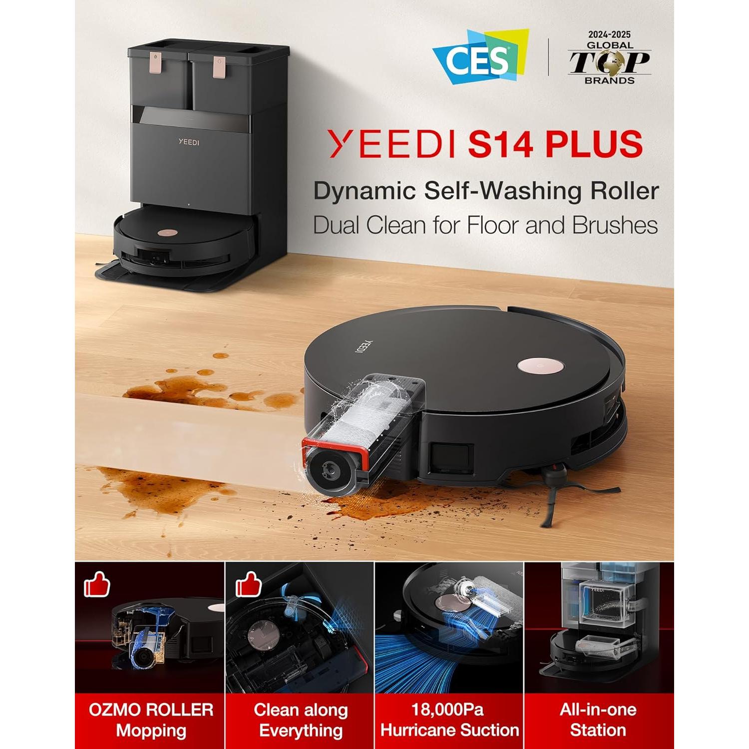 Robot Aspiradora Yeedi S14 Plus 18000Pa con Mopa Automática