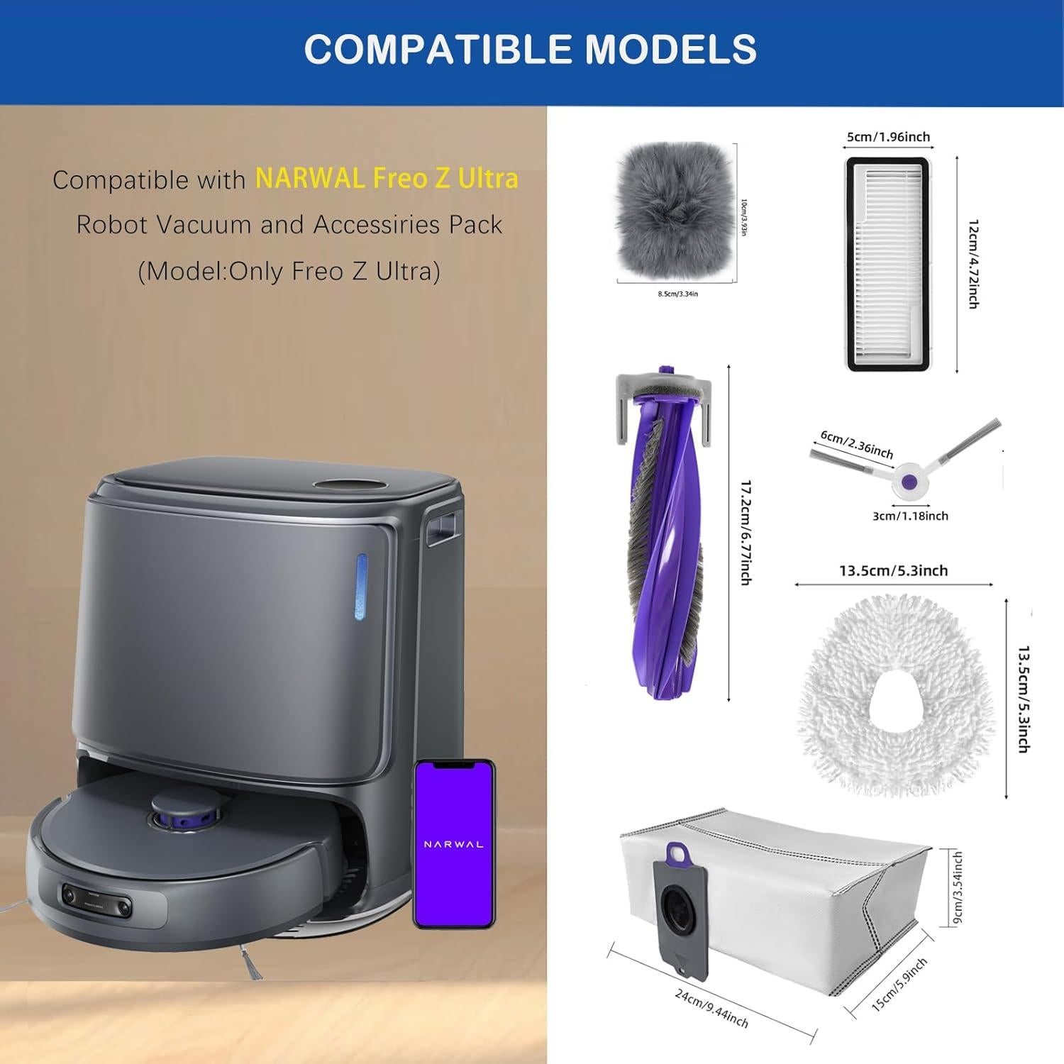 Repuestos para Aspiradora Robot LUZMQ Narwal Freo Z Ultra - 22 Piezas