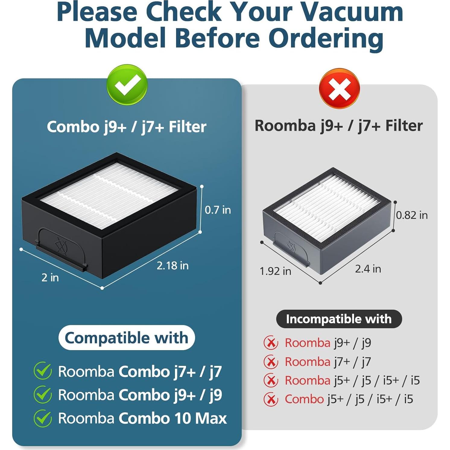 Filtros HEPA Lacvik para i-Robot Roomba Combo 10 Max/j9+/j7+