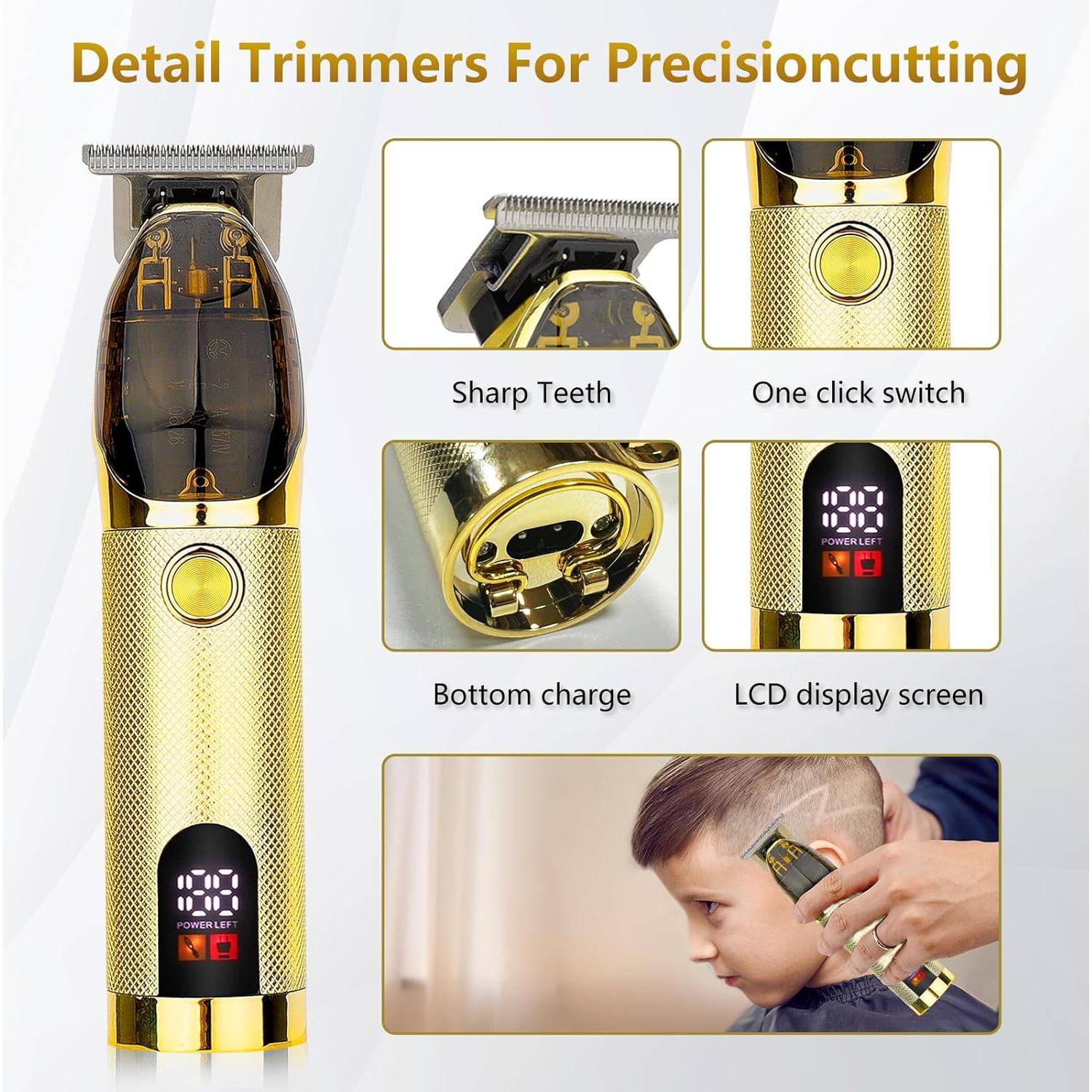 Cortadora de Cabello Bomic Oro Inalámbrica con LCD