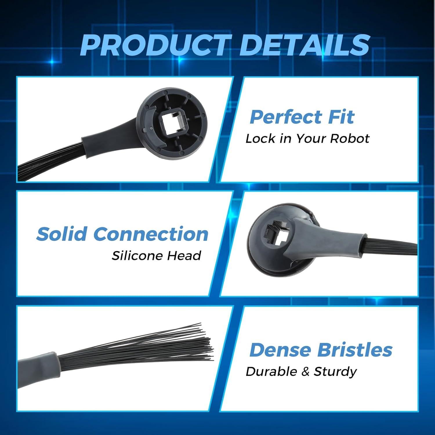 Paquete de 8 Cepillos Laterales Repuesto 102KY1000 para Shark ION