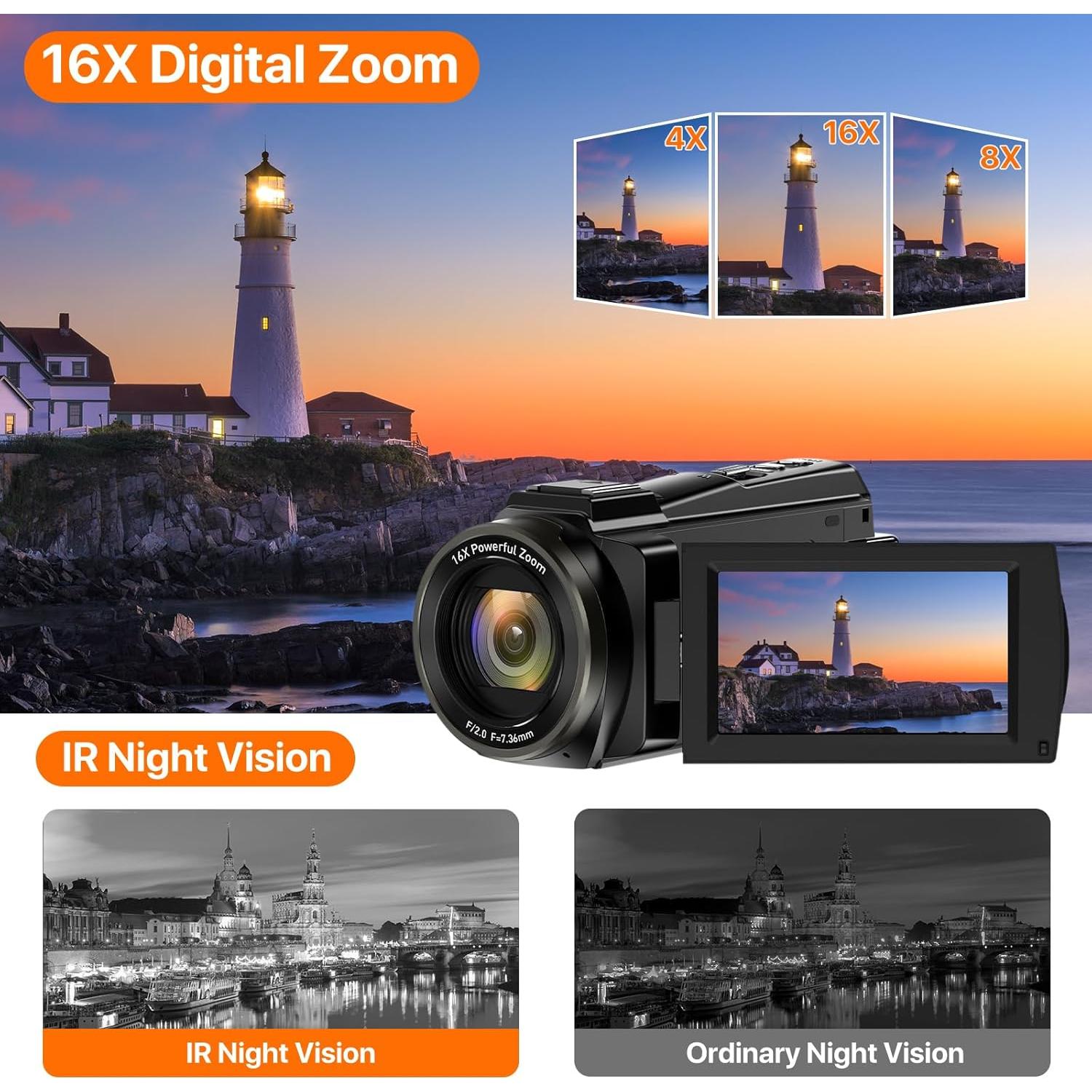 Cámara de Video 5K NINIVISION 48MP WiFi Pantalla Táctil 3"