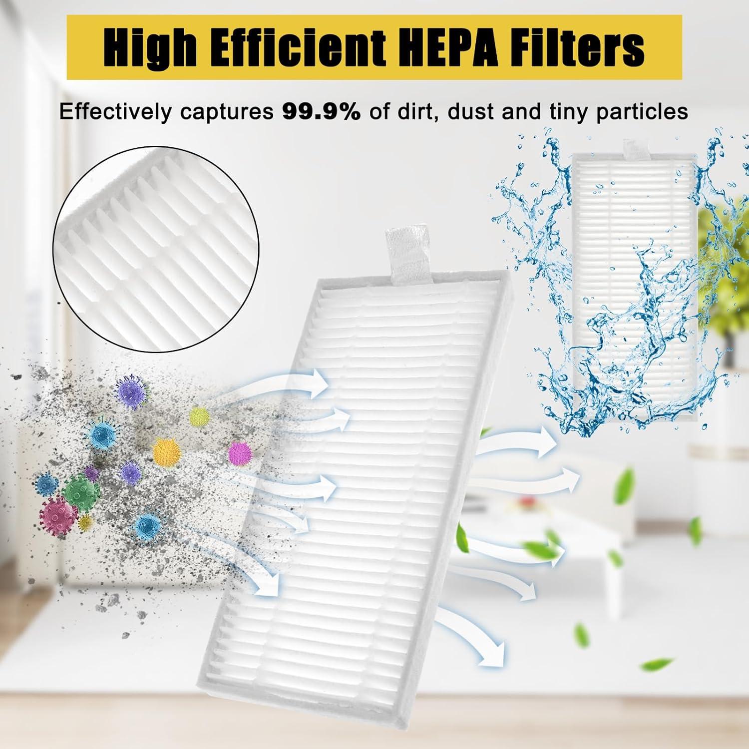 Repuestos Aspiradora Tesvor X500/X500 Pro/M1 - 4 Cepillos Laterales + 1 Rodante + 4 Filtros