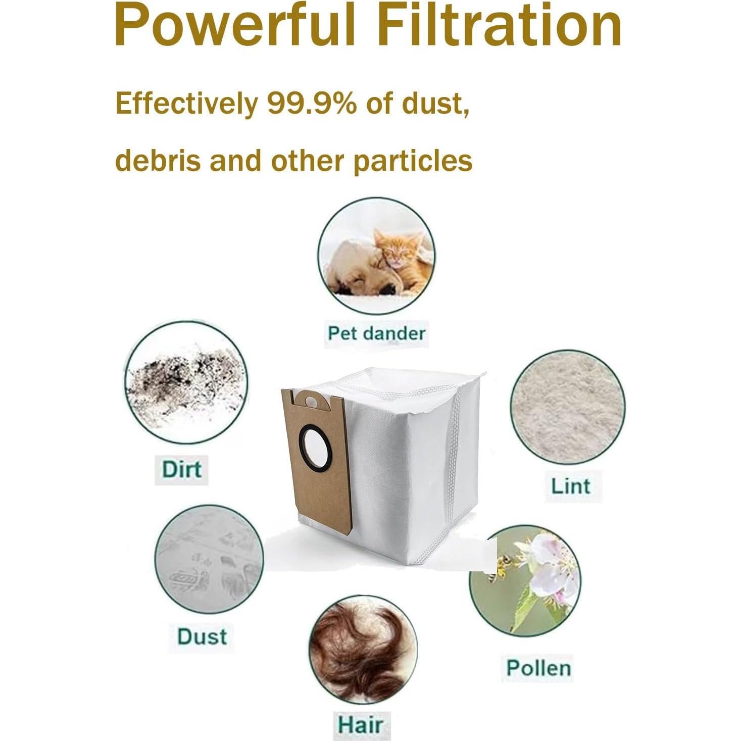 10 Bolsas de Polvo Reemplazo Dranmoner para Aspiradoras Robot