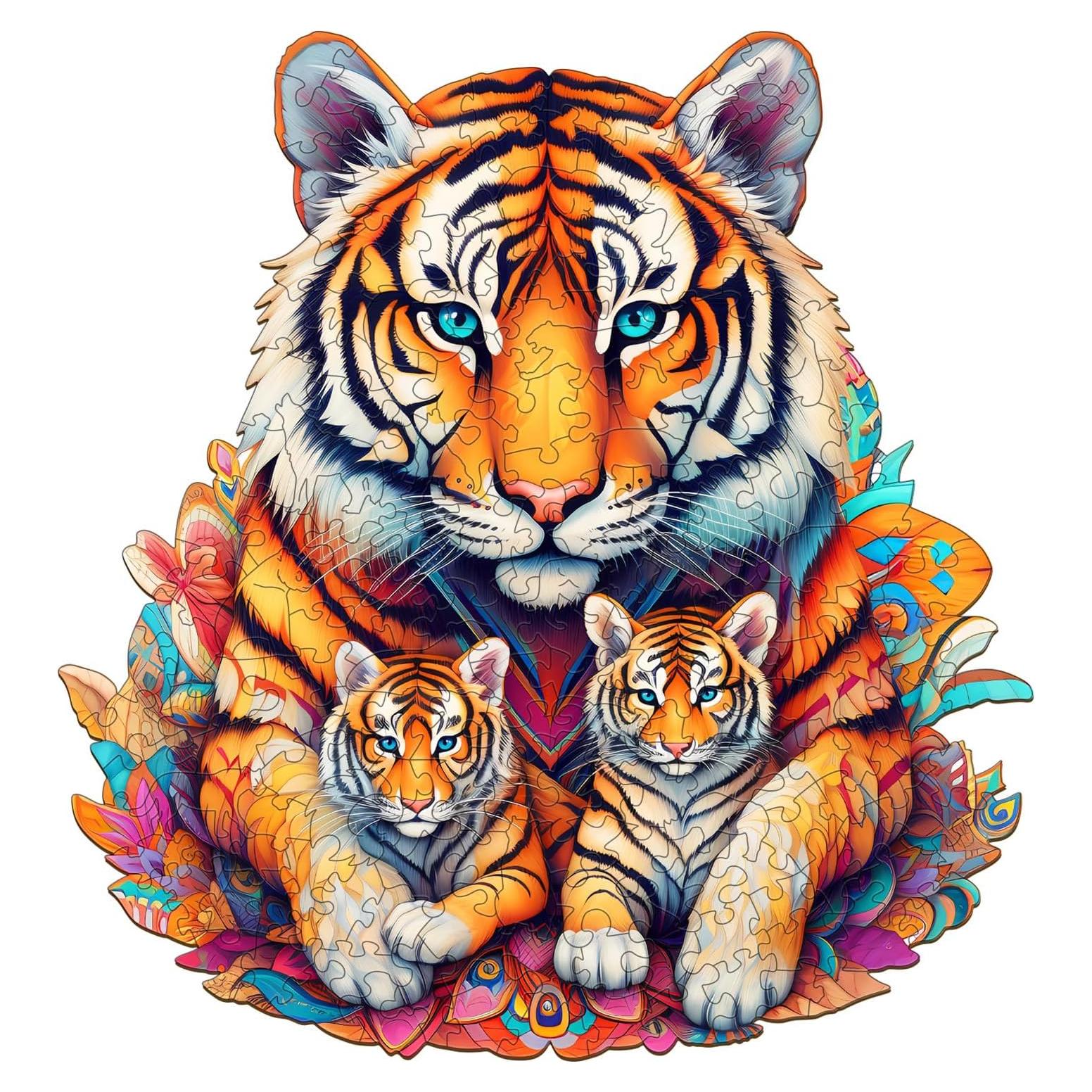 Rompecabezas de Madera Woodemon Familia de Tigres 190 Piezas