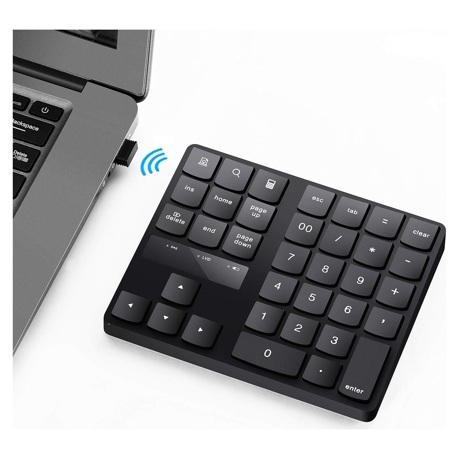 Teclado Numérico Inalámbrico Attoe 35 Teclas Recargable Negro