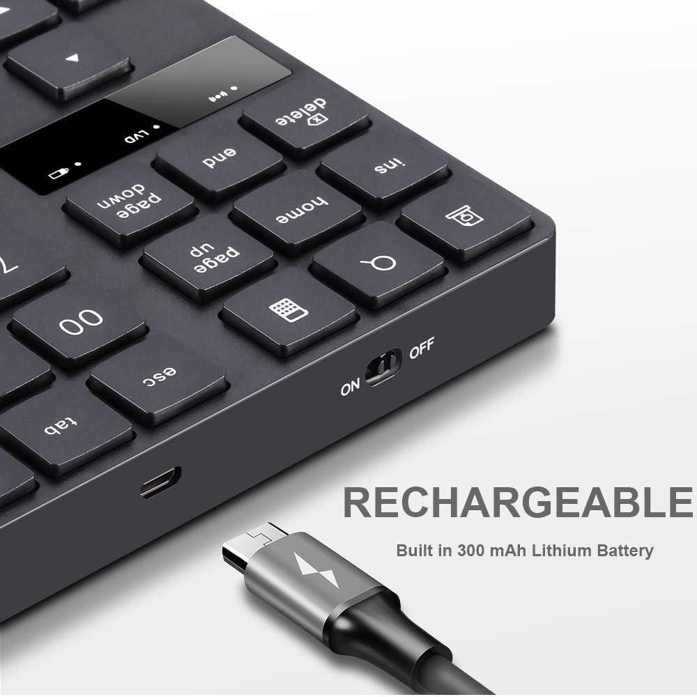 Teclado Numérico Inalámbrico Attoe 35 Teclas Recargable Negro