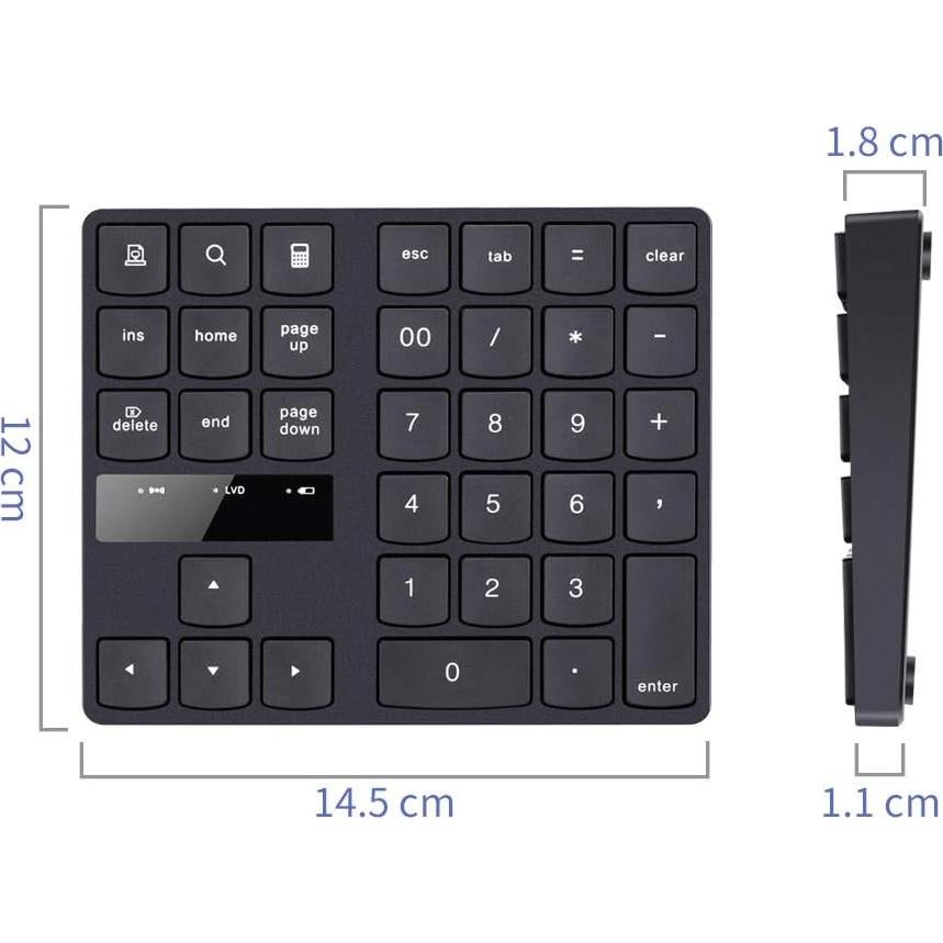 Teclado Numérico Inalámbrico Attoe 35 Teclas Recargable Negro