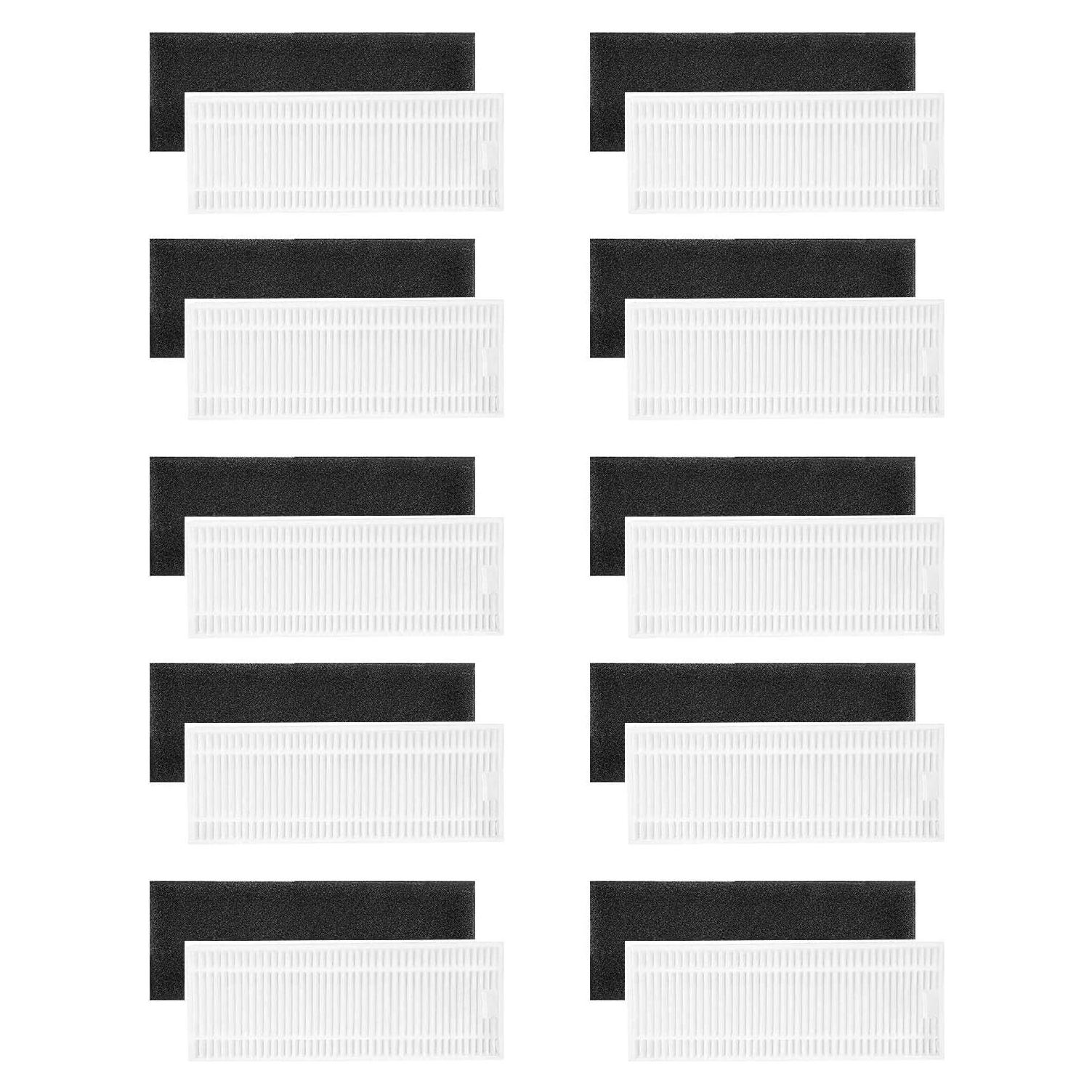 Replacement Parts Filters Compatible with Coredy R500, R500+(1st Generation Only), Amarey A800, A900, A980, Robocist 850 Robot Vacuum Cleaner 10 Pairs