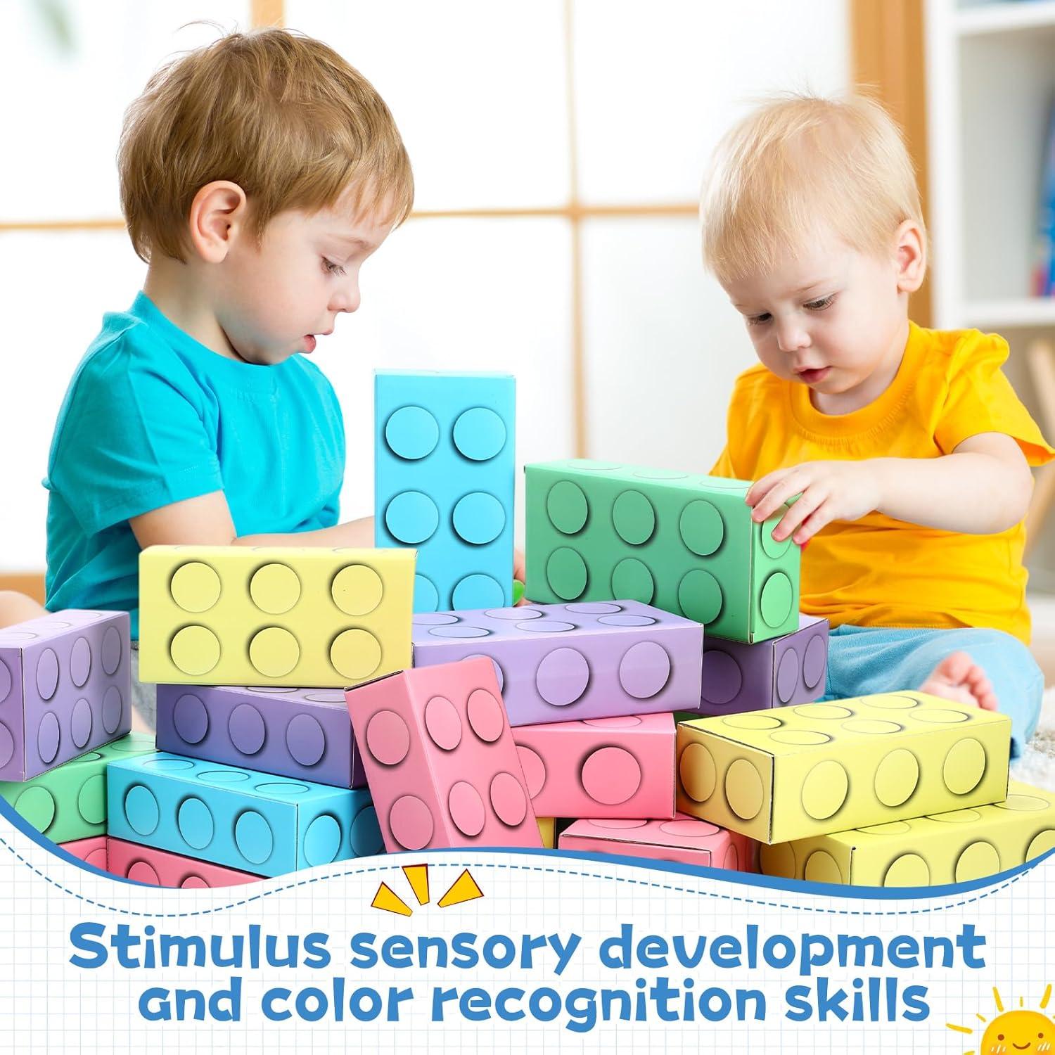 Paquete de 24 Bloques de Construcción de Cartón Mooliwe 25x12x7 cm