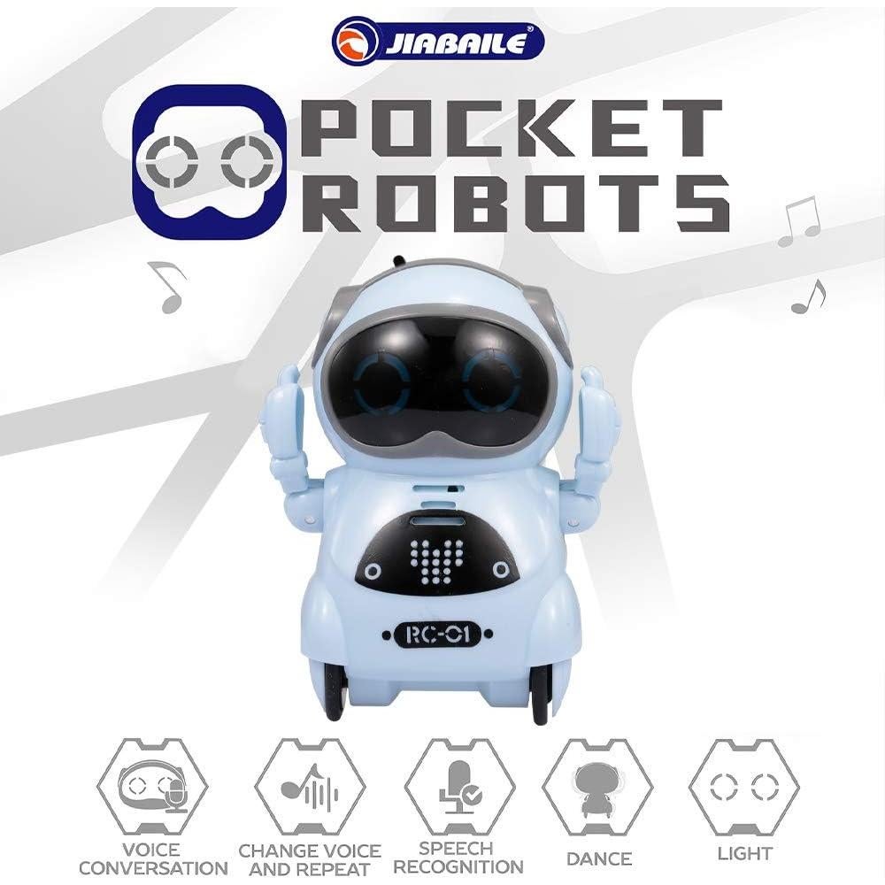 GoolRC Mini Pocket Robot, with Interactive Dialogue Conversation, Voice Recognition, Singing and Dancing, Electric Small Robot Gift (Blue)