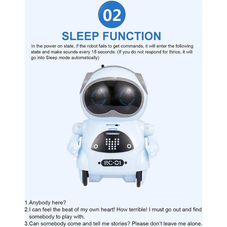 GoolRC Mini Pocket Robot, with Interactive Dialogue Conversation, Voice Recognition, Singing and Dancing, Electric Small Robot Gift (Blue)