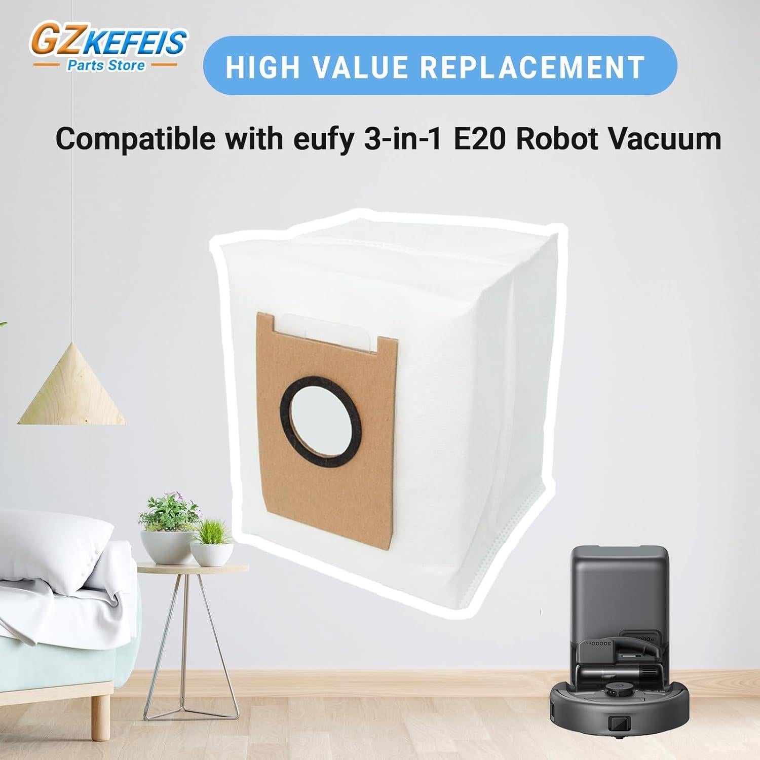 Paquete de 5 Bolsas de Polvo GZKEFEIS para Aspiradora eufy E20