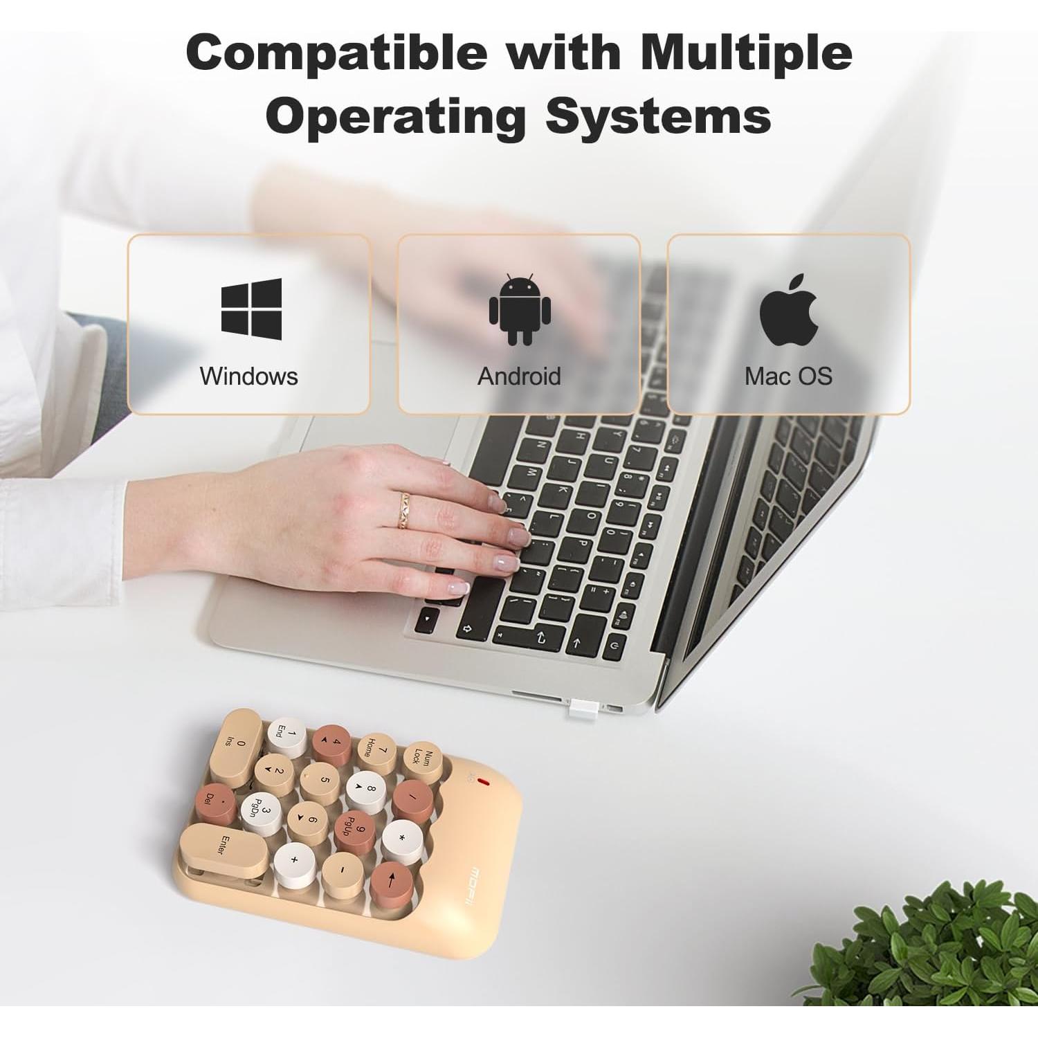 Teclado Numérico Inalámbrico Colorido 18 Teclas Portátil