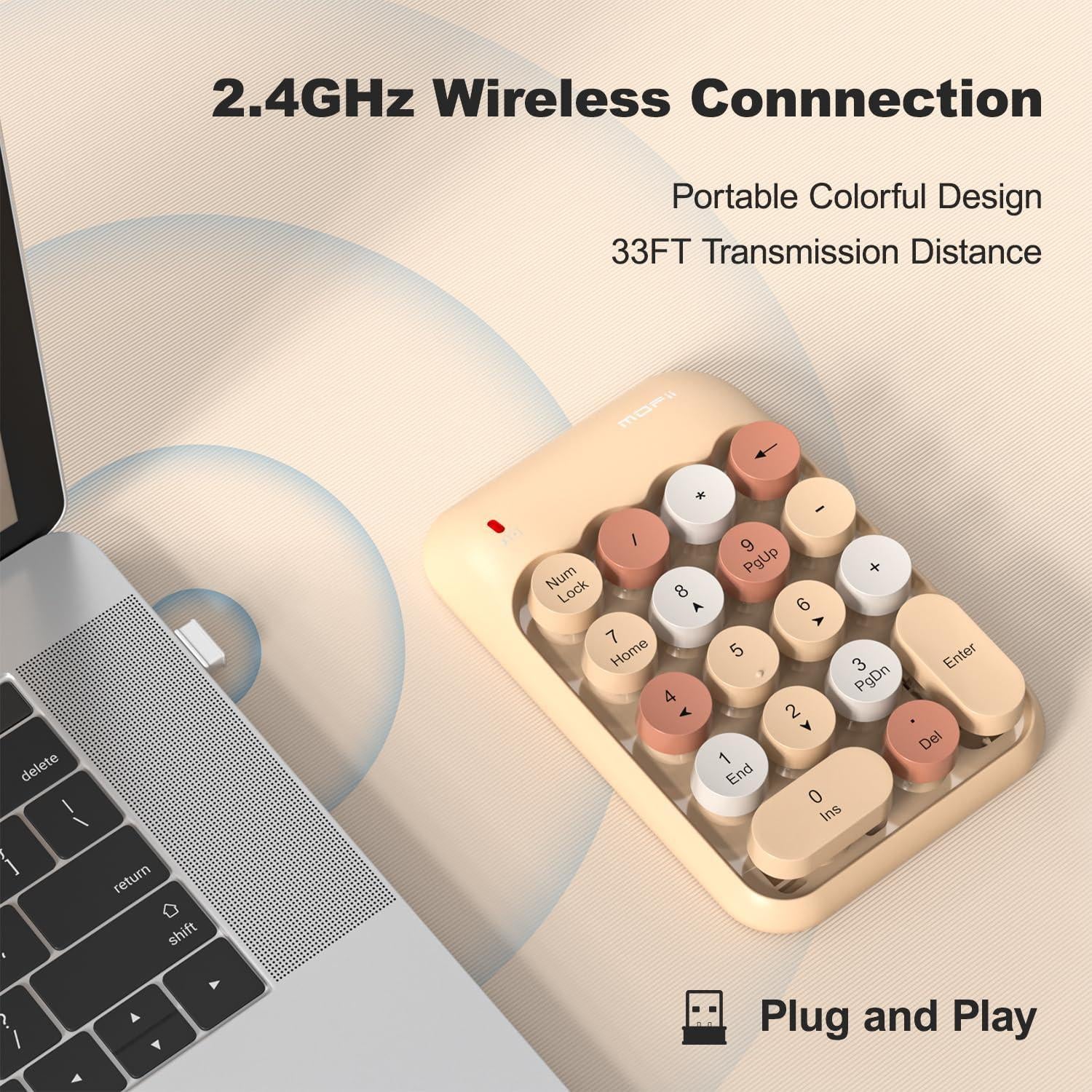 Teclado Numérico Inalámbrico Colorido 18 Teclas Portátil