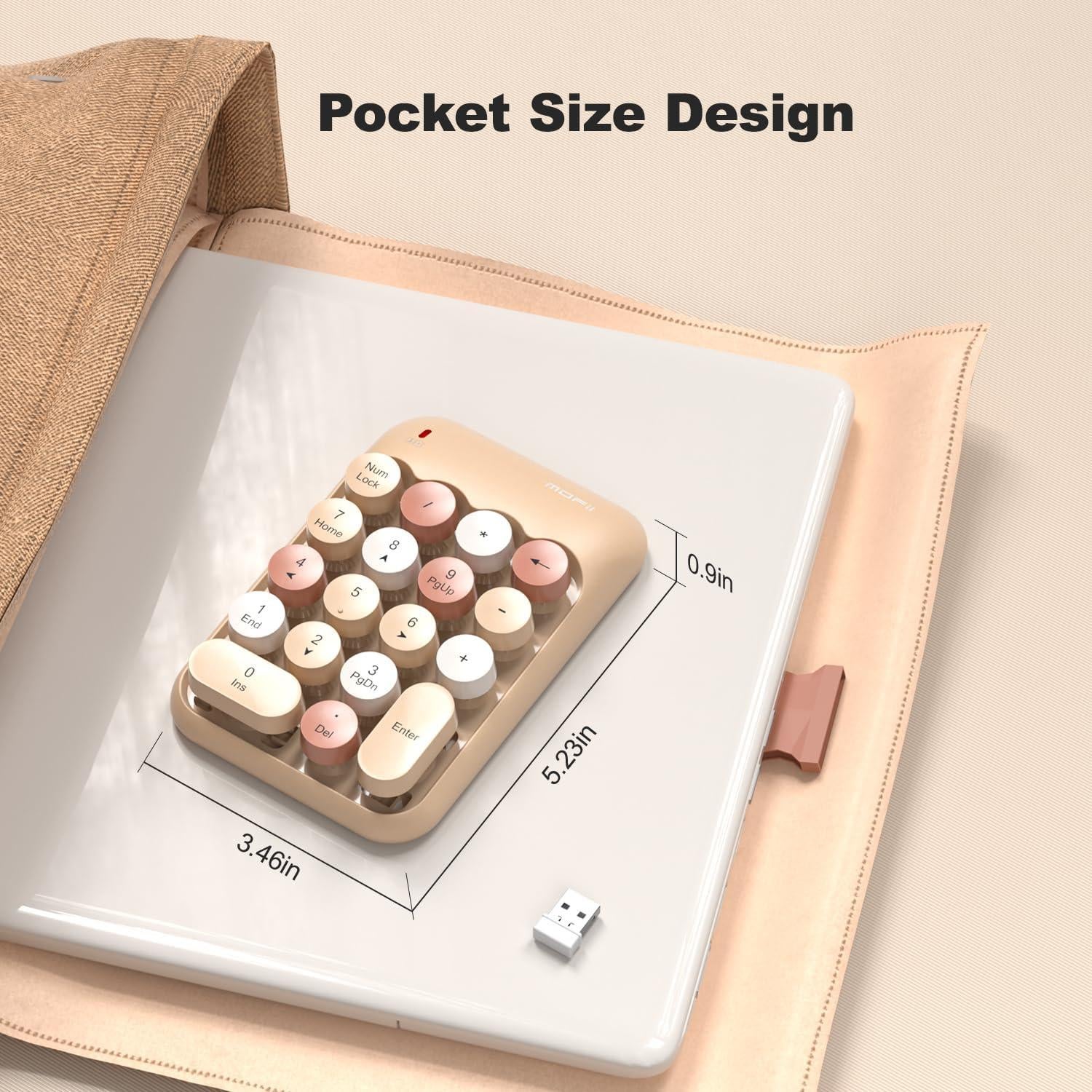 Teclado Numérico Inalámbrico Colorido 18 Teclas Portátil