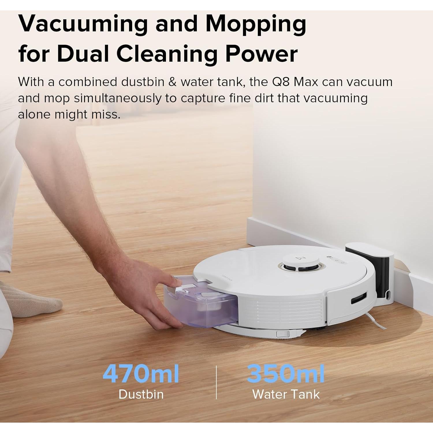 roborock Q8 Max Robot Vacuum and Mop Cleaner with Dual Main Brush Replacement Bundle