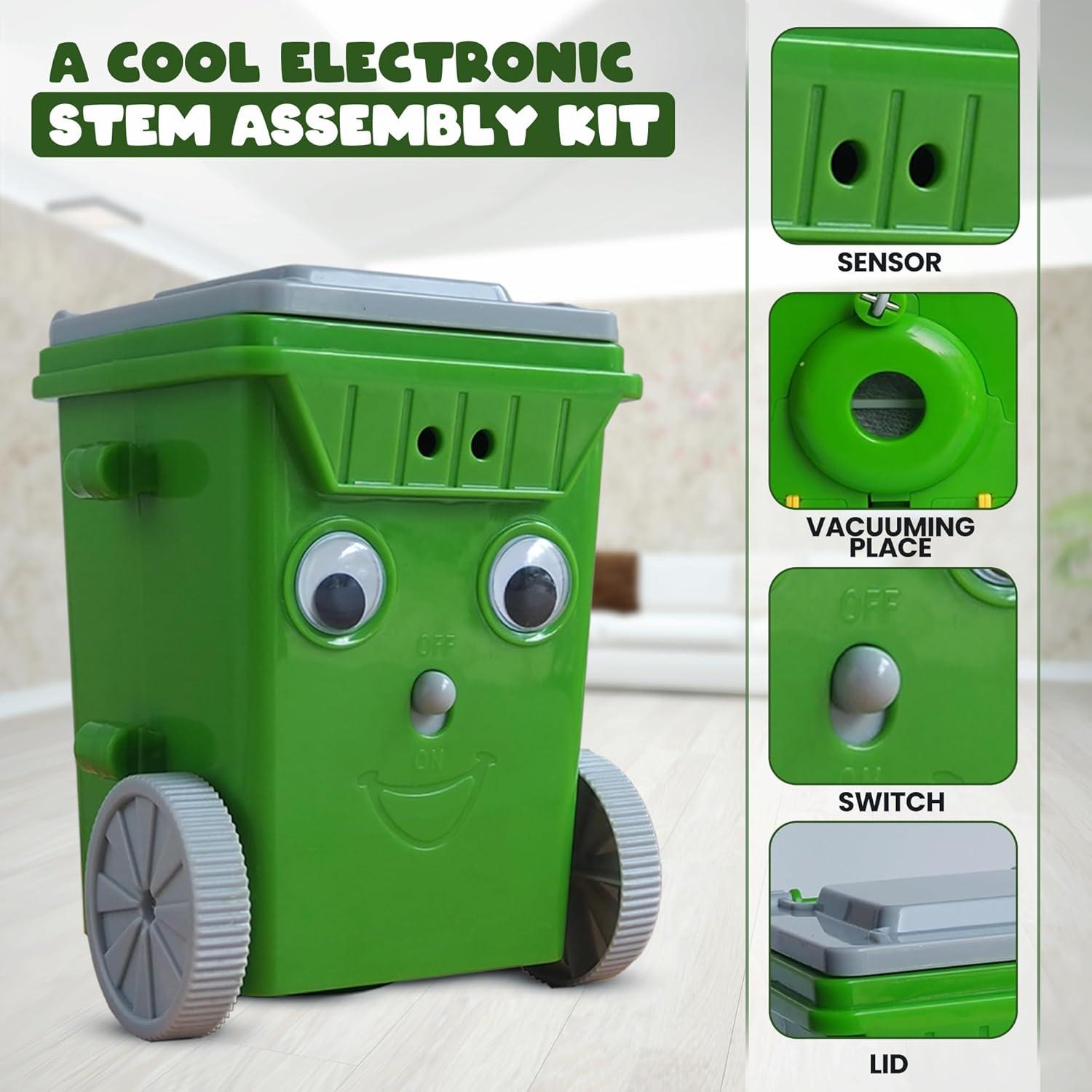 DIY Vacuum Cleaner Robot Kit, STEM Projects Science Kits for Teens, Mini Trash Can Shaped IR Sensor Assemble Robot Kit, Great STEM Learning Project for School Students and Teens