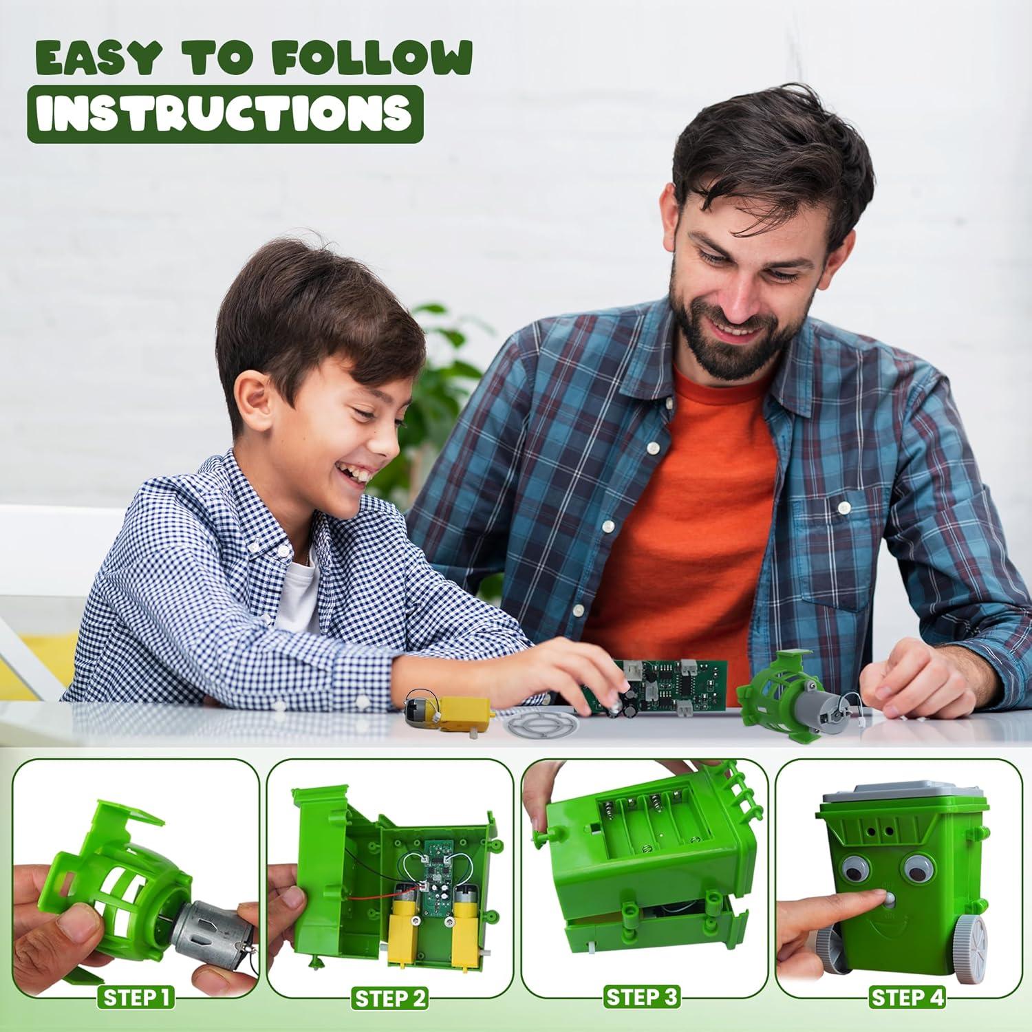 DIY Vacuum Cleaner Robot Kit, STEM Projects Science Kits for Teens, Mini Trash Can Shaped IR Sensor Assemble Robot Kit, Great STEM Learning Project for School Students and Teens