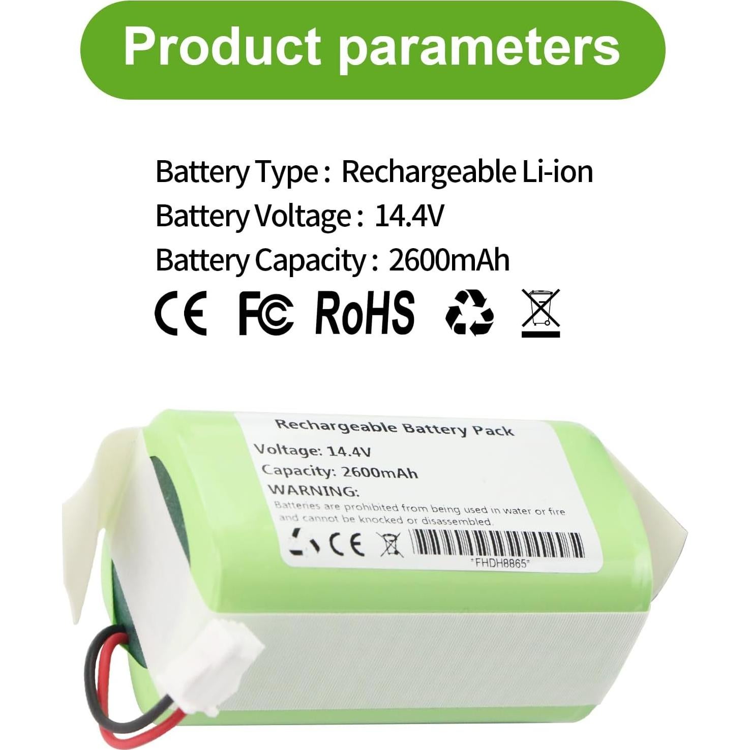 Batería 2600mAh 14.4V para Aspiradora Robot Lefant M210 M213