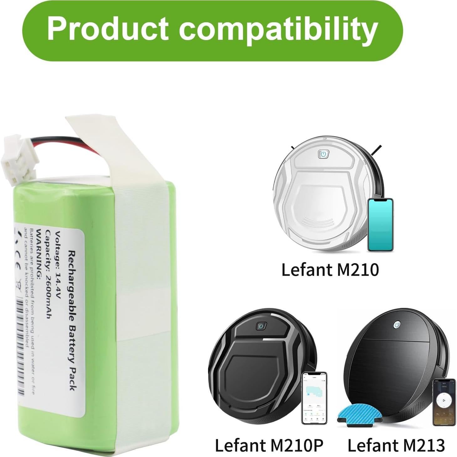 Batería 2600mAh 14.4V para Aspiradora Robot Lefant M210 M213