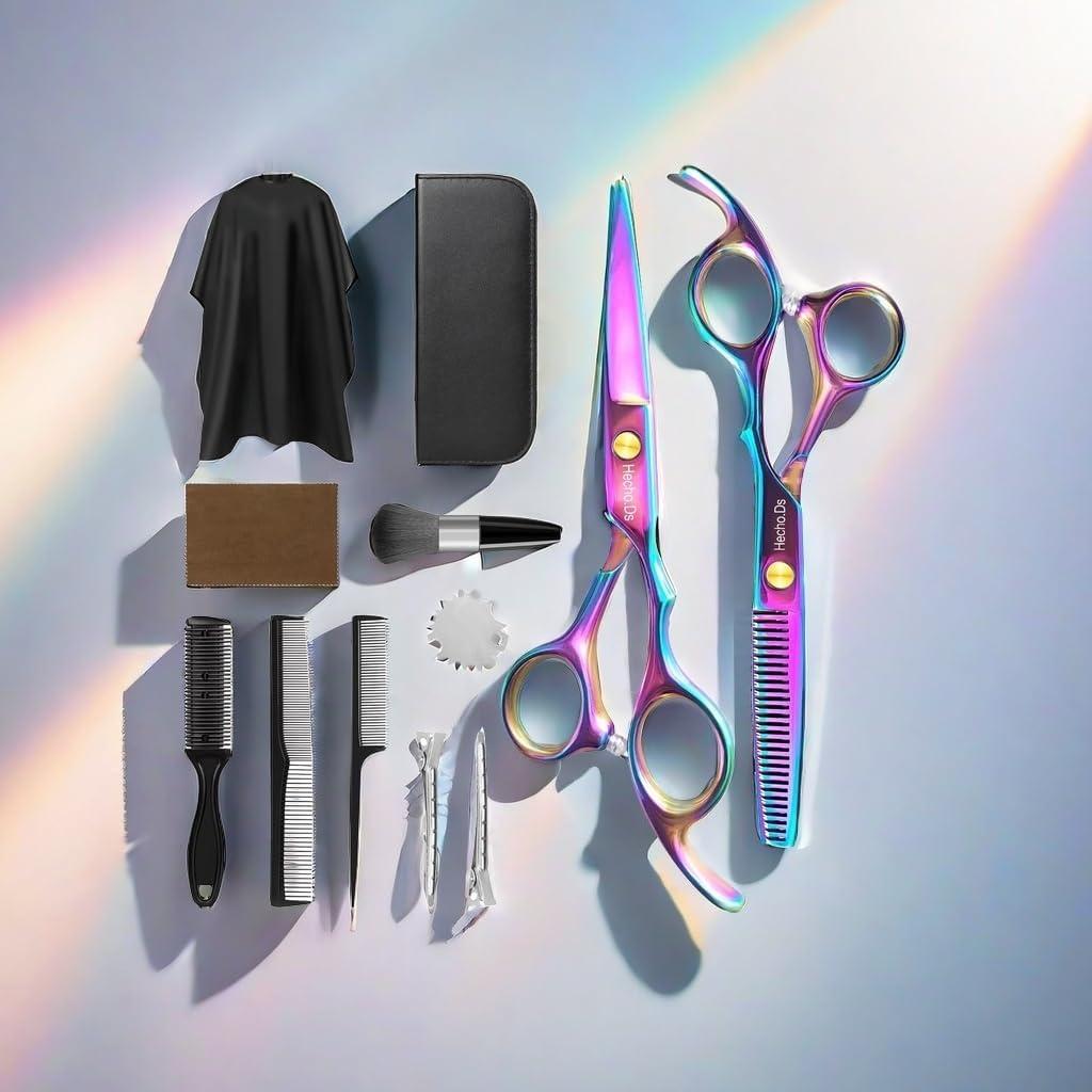 Juego de tijeras de peluquería Hecho.Ds 12 piezas profesional