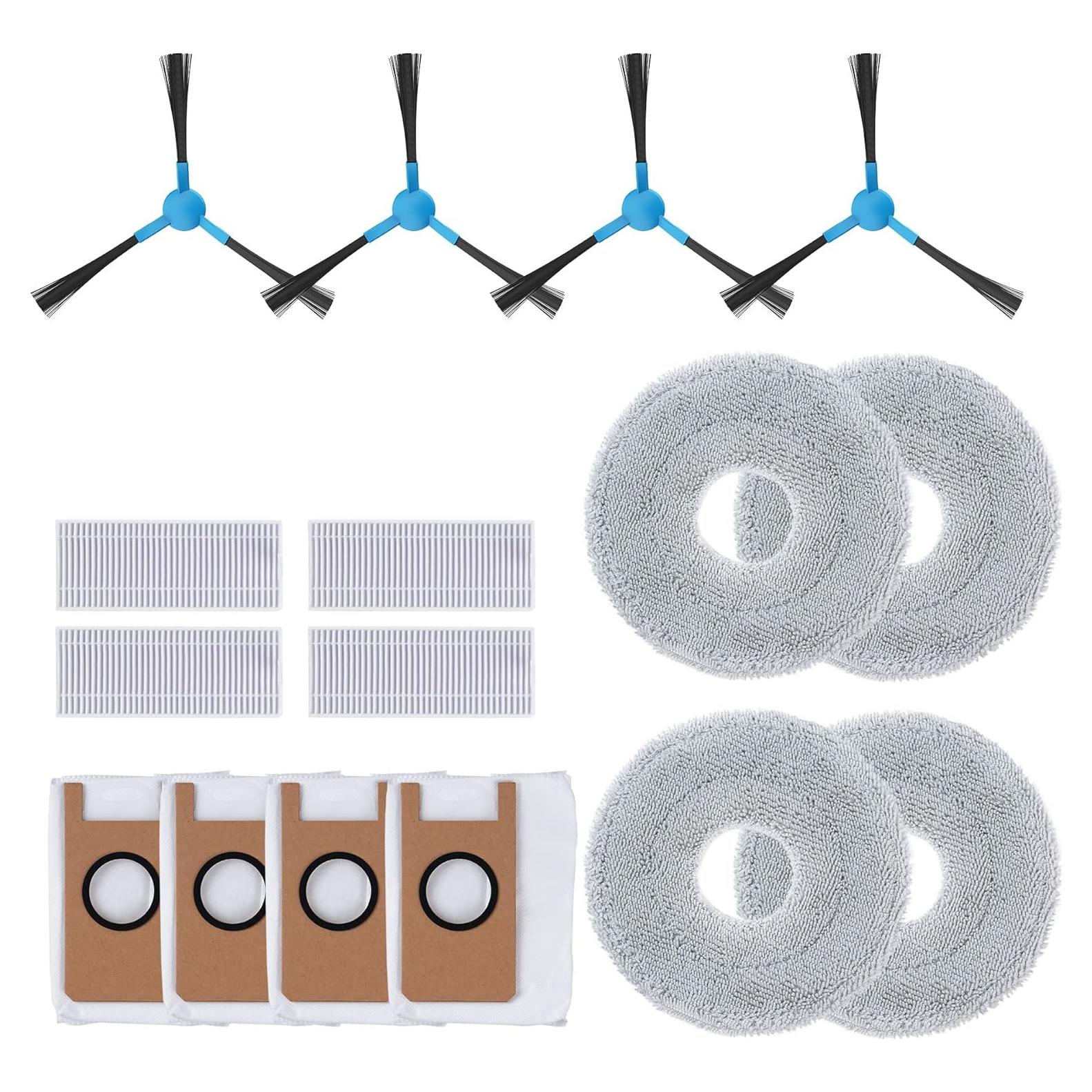 Repuestos Aspiradora Robot Extravis V5 - 4 Cepillos, 4 Paños, 4 Filtros HEPA