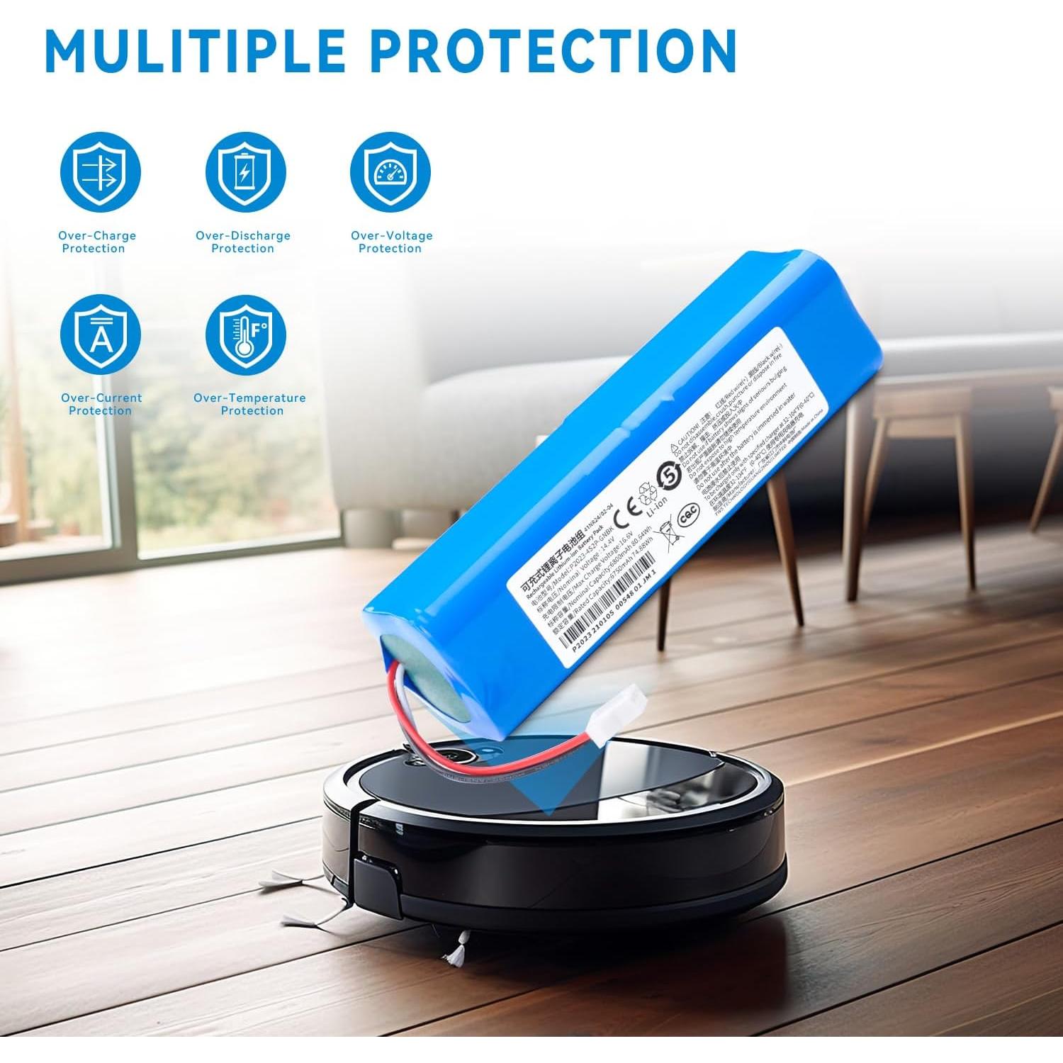 Batería de Reemplazo 6800mAh para Aspiradoras Laresar L6 Pro, VIOMI S9, Ultenic T10