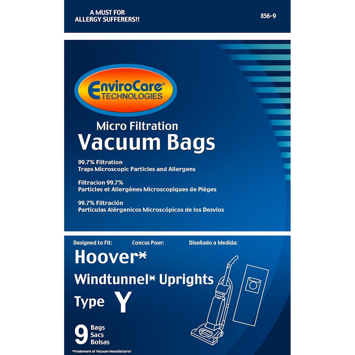 Bolsas de Aspiradora EnviroCare 859-9 para Hoover WindTunnel - Paquete de 9