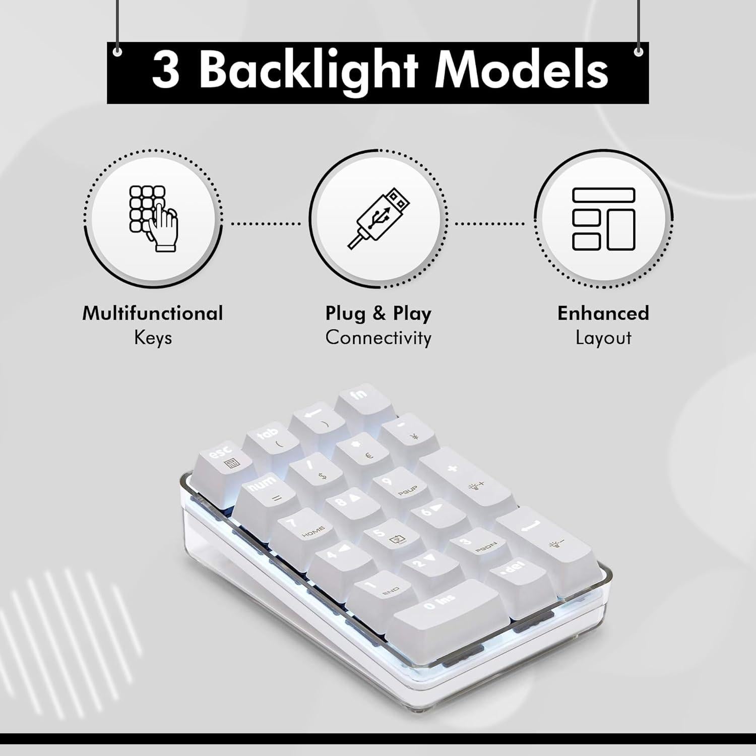 Teclado Numérico Mecánico Qisan GATERON Azul Retroiluminado 21 Teclas